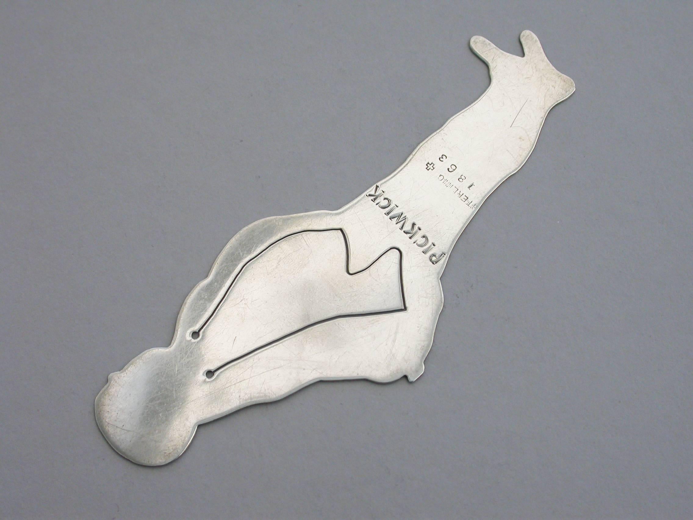 Unknown Edwardian Novelty Silver Figural Bookmark Charles Dickens 'Mr Pickwick' New York For Sale