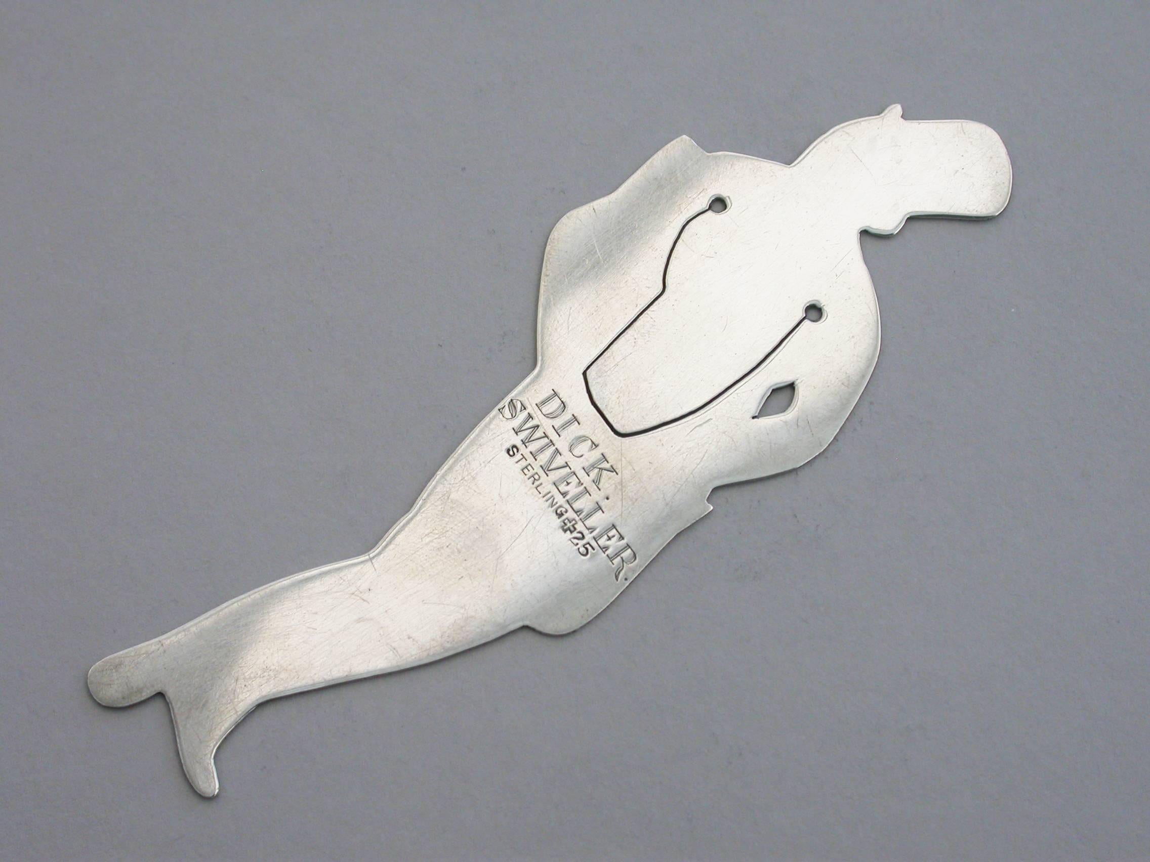 20th Century Edwardian Novelty Silver Figural Bookmark 'Dick Swiveller', circa 1901-1910 For Sale