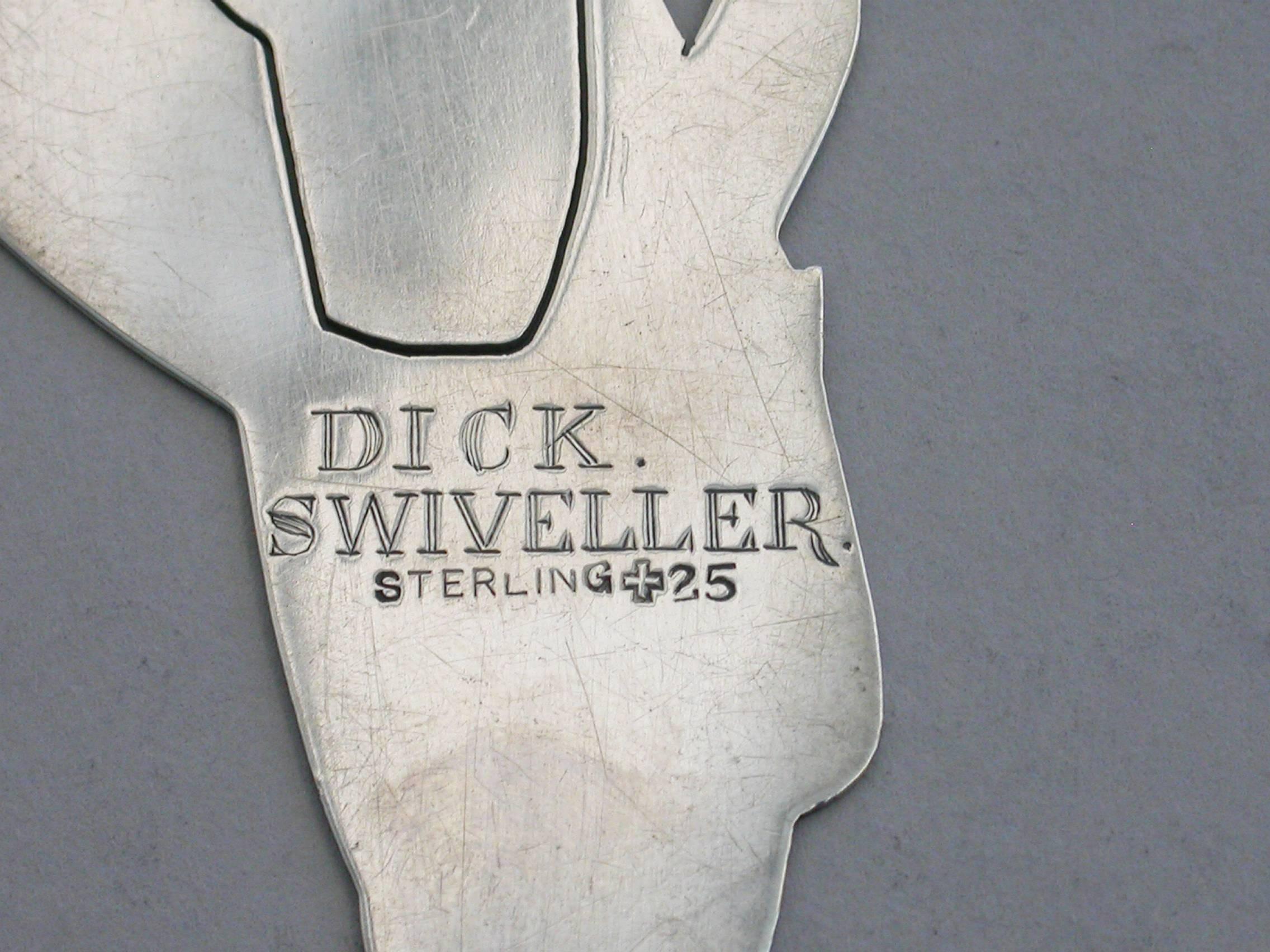 Edwardian Novelty Silver Figural Bookmark 'Dick Swiveller', circa 1901-1910 For Sale 3