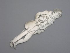 Edwardian Novelty Silver Figural Bookmark 'Mr Turveydrop', New York