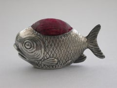 Edwardian Novelty Silver Fish Pin Cushion, Large Size by Sampson Mordan 1908