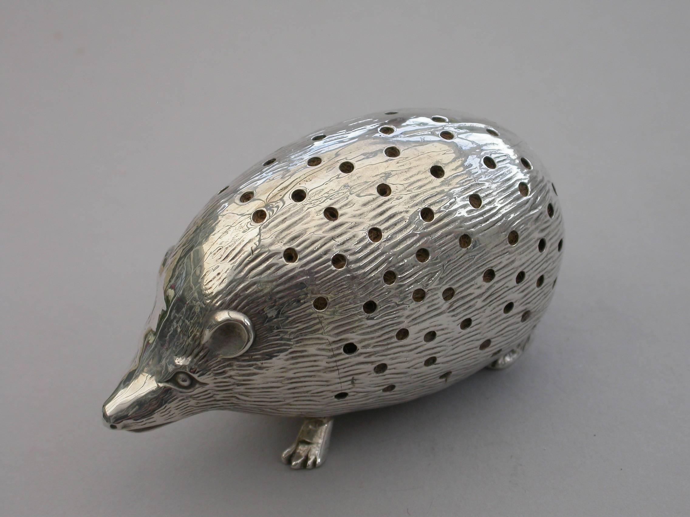 Edwardian Novelty Silver Hedgehog Pin Cushion Levi & Salaman, 1904 5