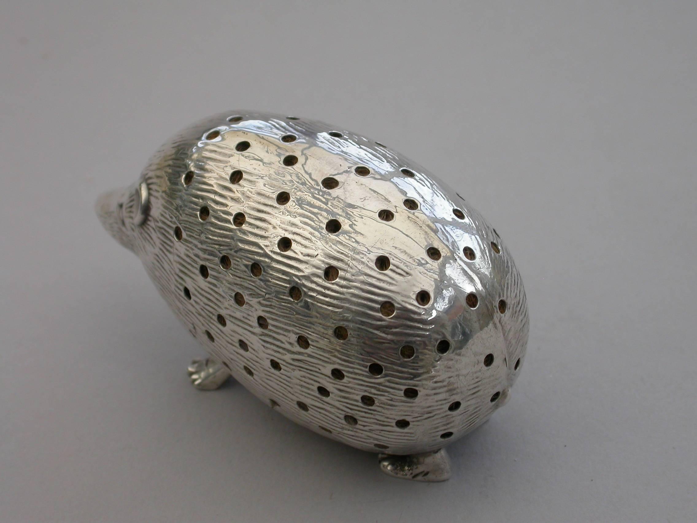 Edwardian Novelty Silver Hedgehog Pin Cushion Levi & Salaman, 1904 6