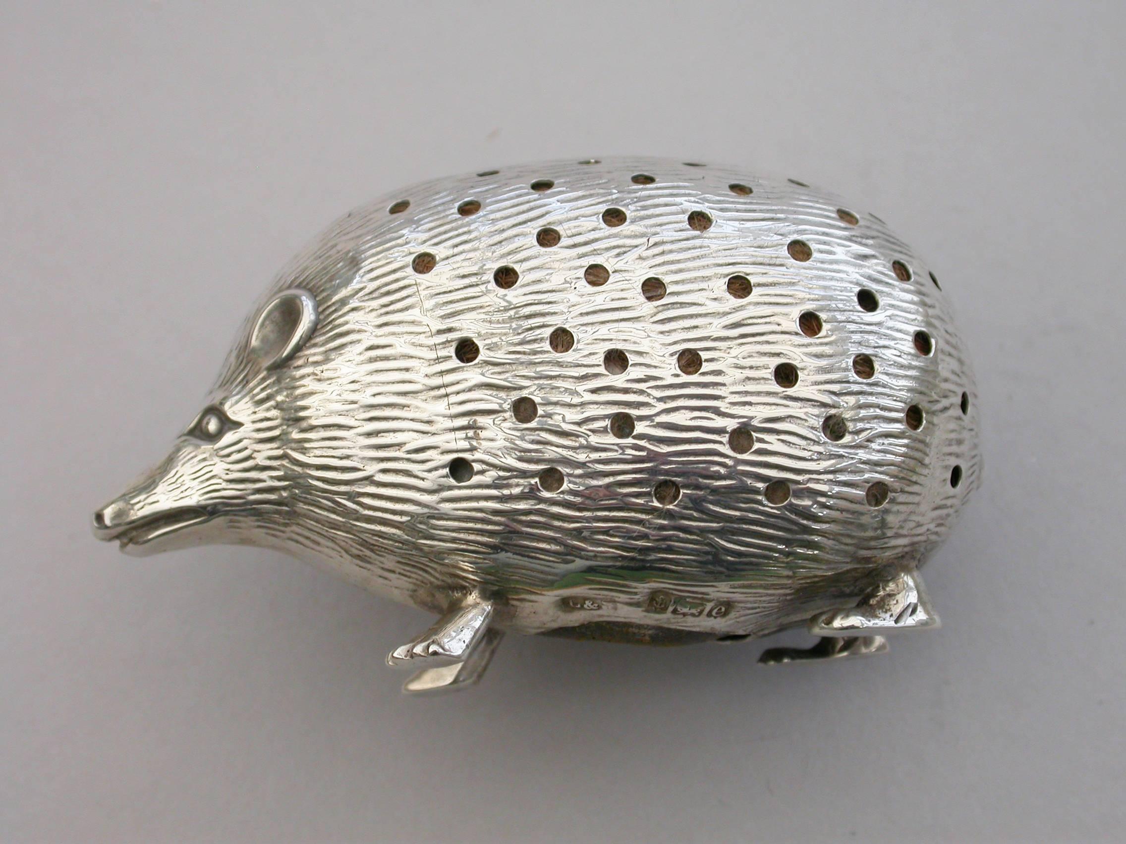 Early 20th Century Edwardian Novelty Silver Hedgehog Pin Cushion Levi & Salaman, 1904