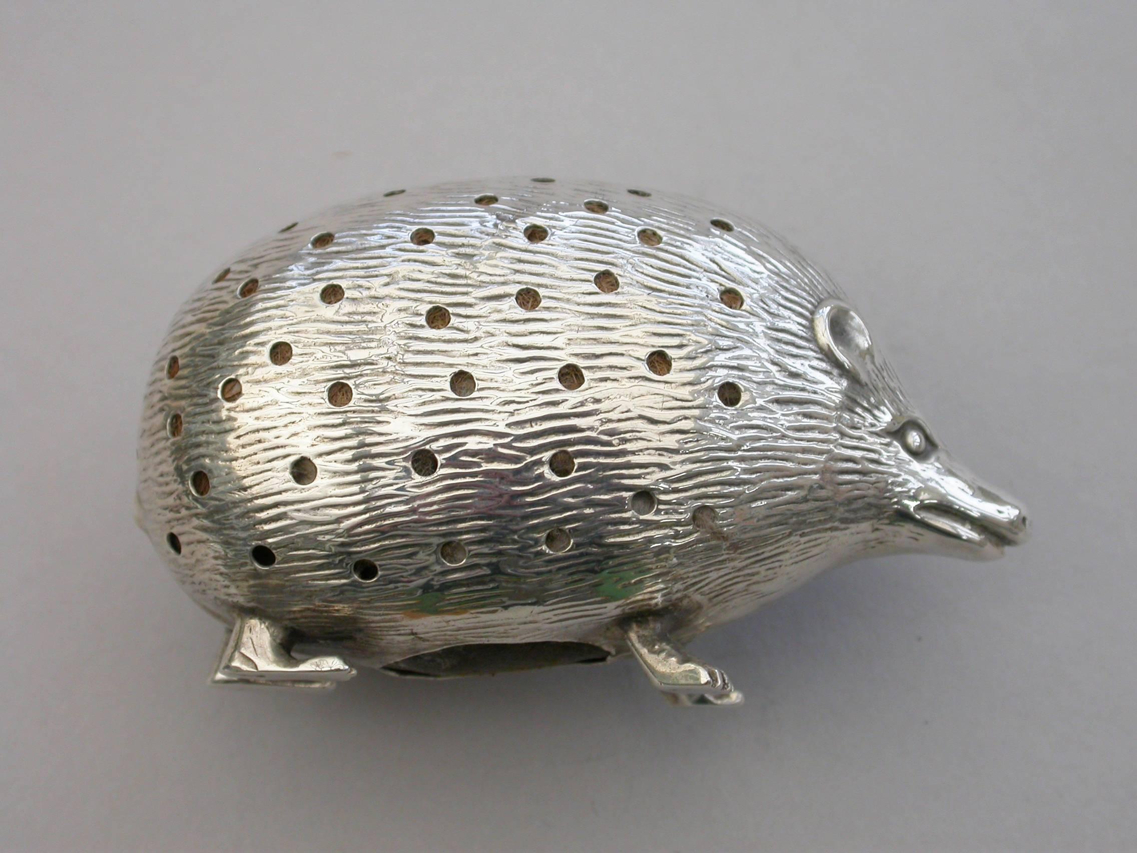Edwardian Novelty Silver Hedgehog Pin Cushion Levi & Salaman, 1904 1