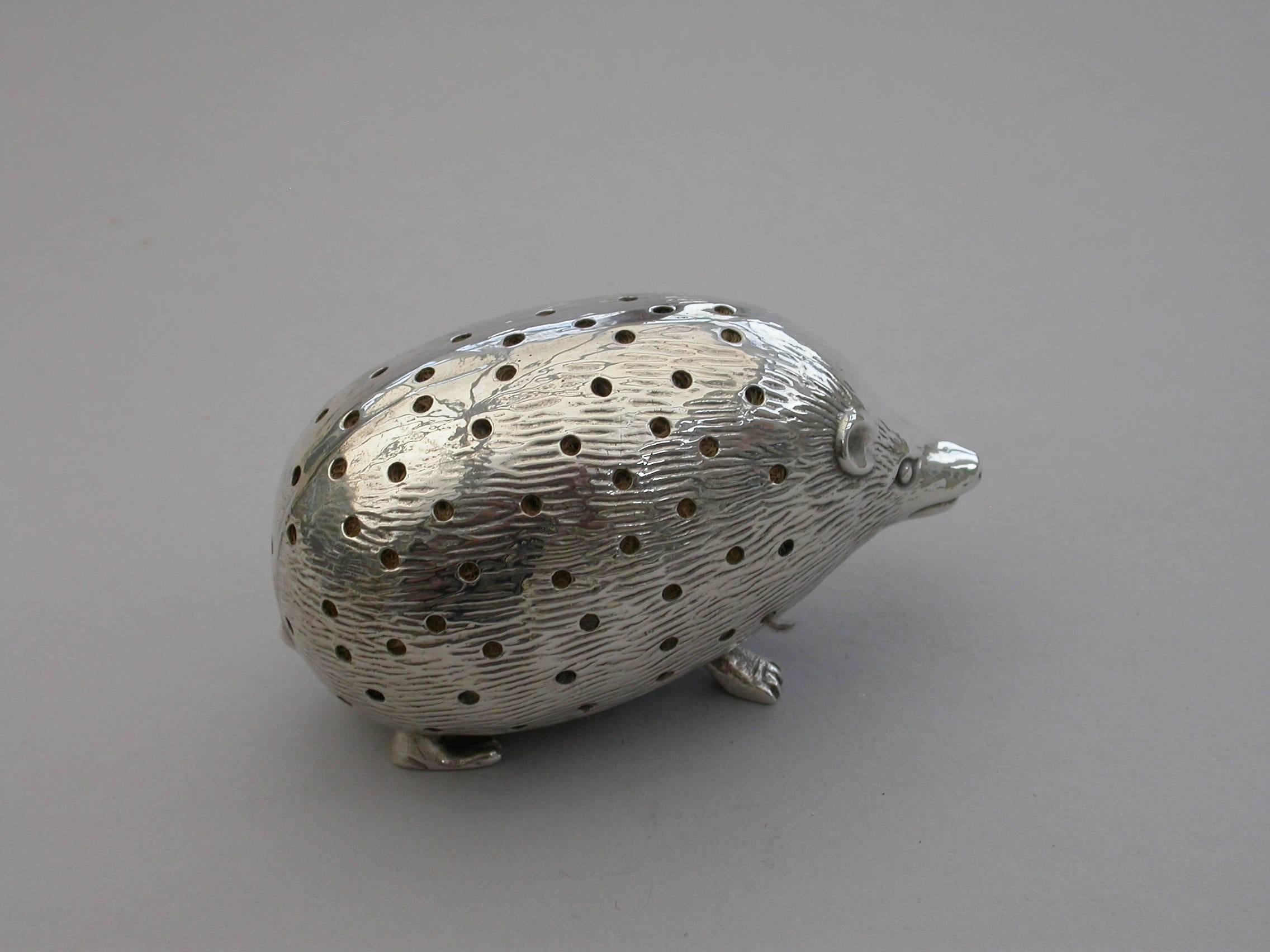 Edwardian Novelty Silver Hedgehog Pin Cushion Levi & Salaman, 1904 2