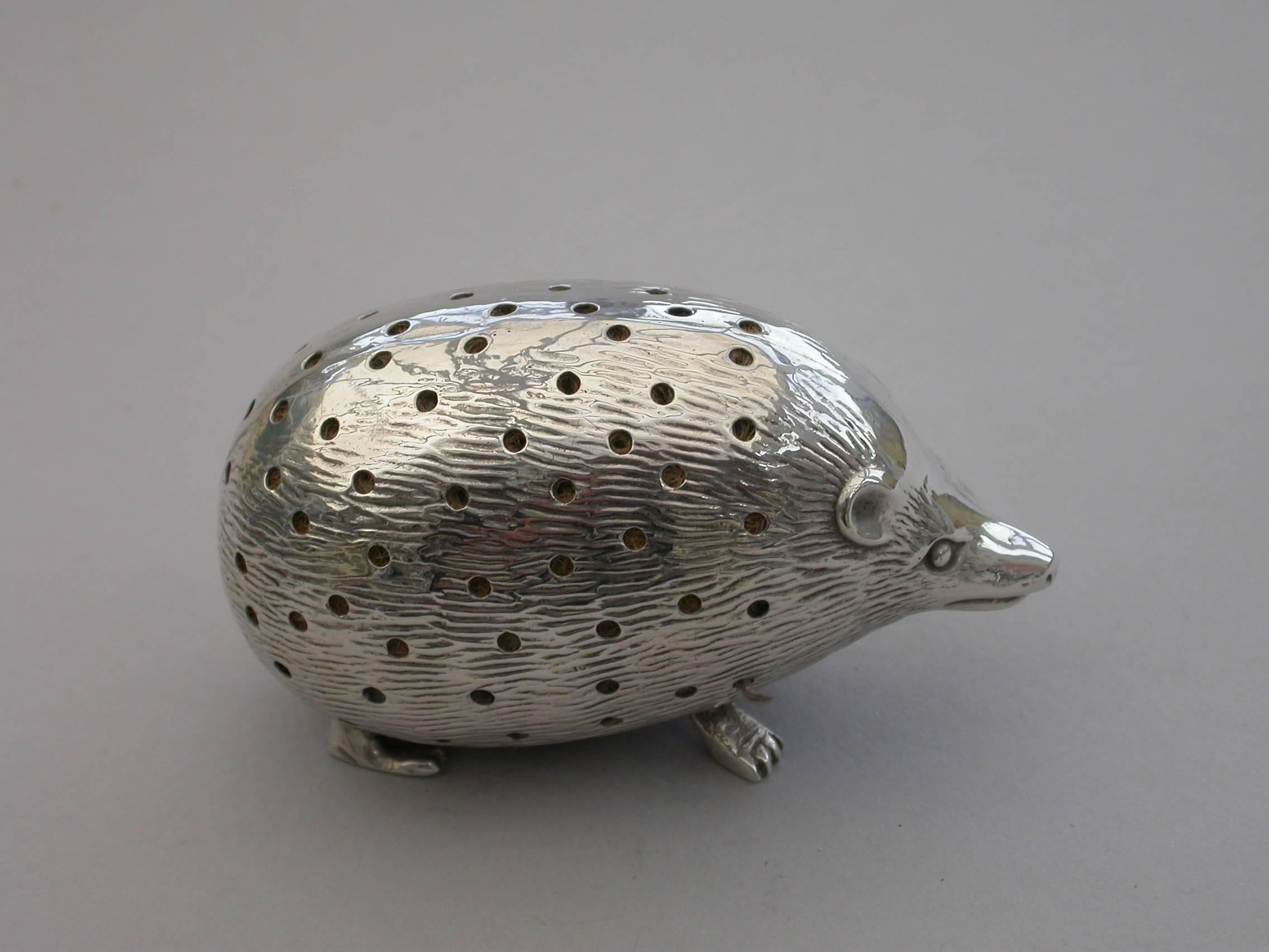 Edwardian Novelty Silver Hedgehog Pin Cushion Levi & Salaman, 1904 3