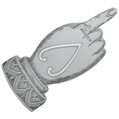 Antique Edwardian Novelty Silver "Pointing Finger" Bookmark by Crisford & Norris, 1905