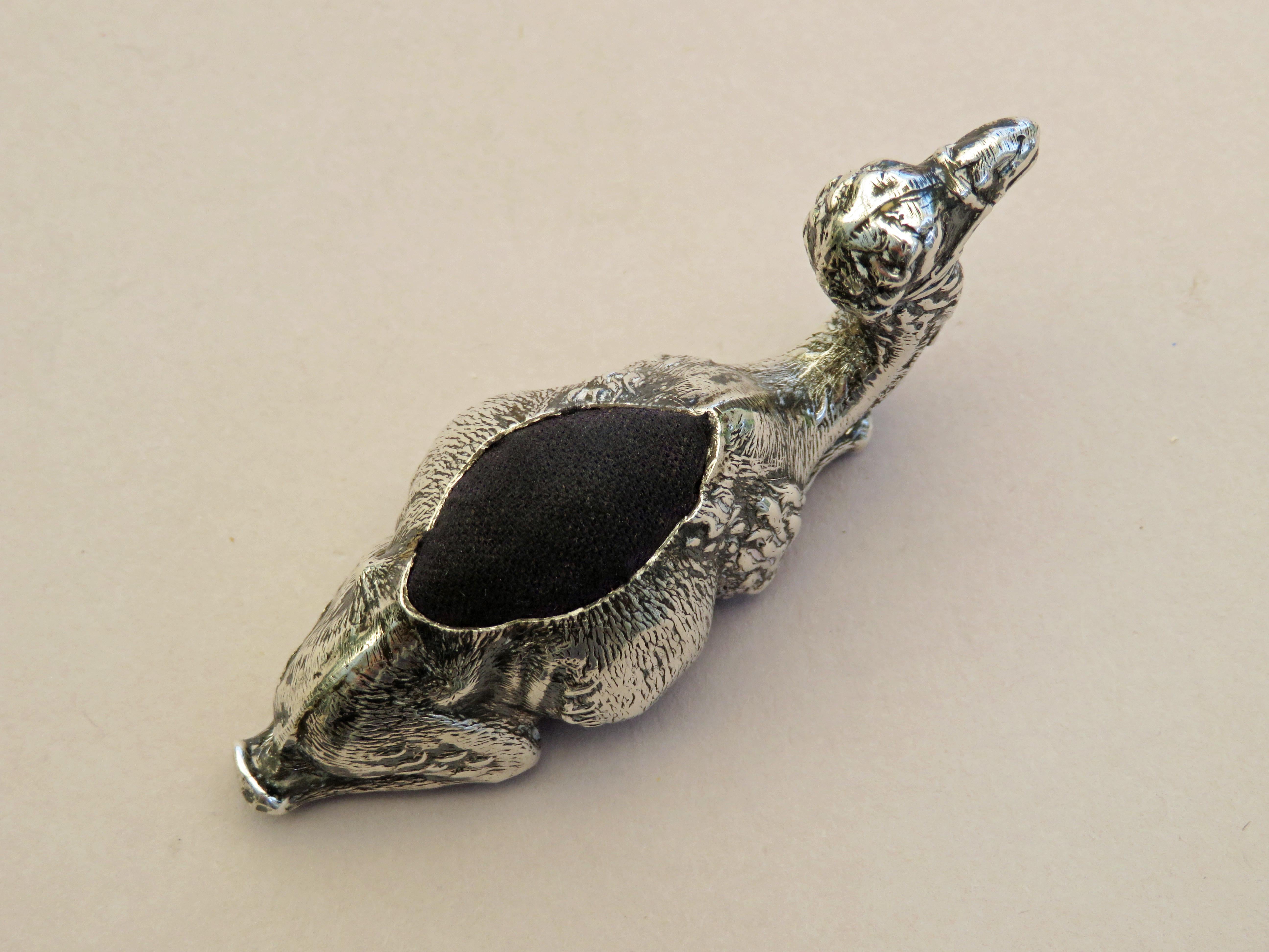 Edwardian Novelty Silver Recumbent Camel Pin Cushion, Small Size, 1903 2