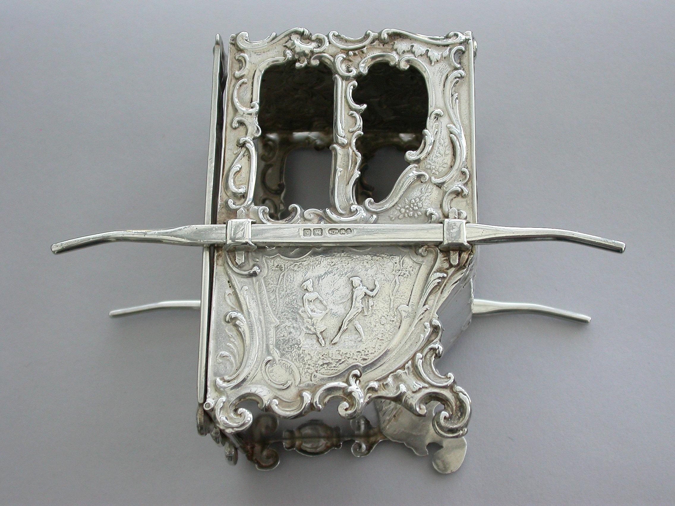 Edwardian Novelty Silver Sedan Chair Dance Cards Box S Mordan, Chester, 1907 For Sale 9