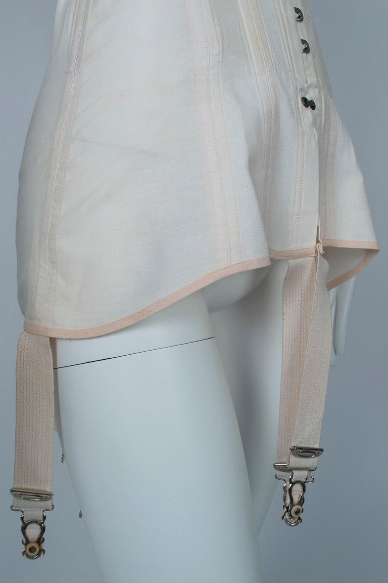 Edwardian Nuform Front-Opening Corset with Garter Straps, 1919 For Sale at 1stdibs
