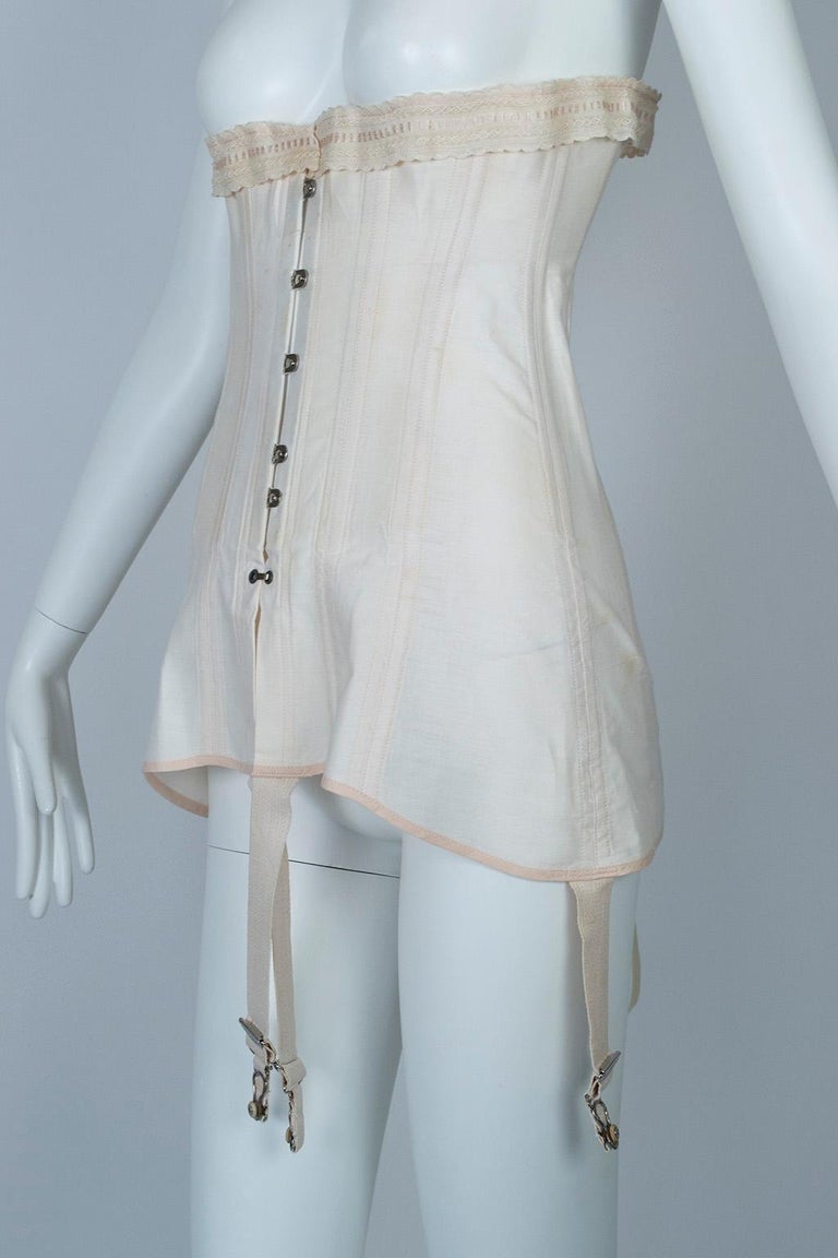 Edwardian Nuform FrontOpening Corset with Garter Straps, 1919 at
