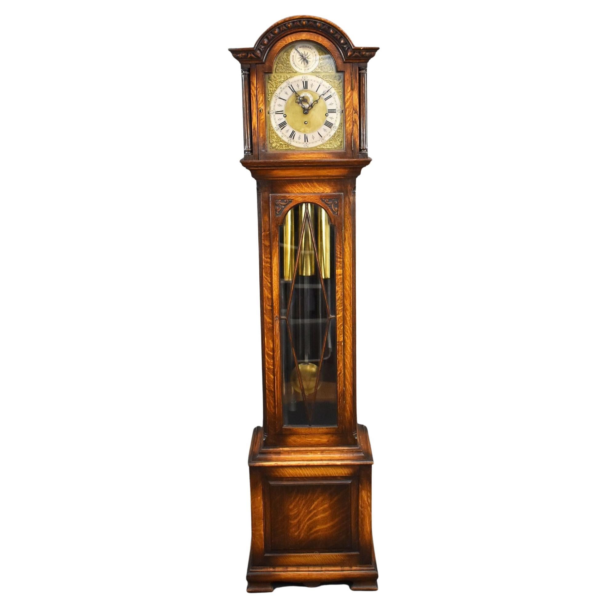 Edwardian Oak 9 Tube Longcase Clock