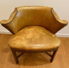 Edwardian Oak and Leather Library Armchair, Ca. 1905