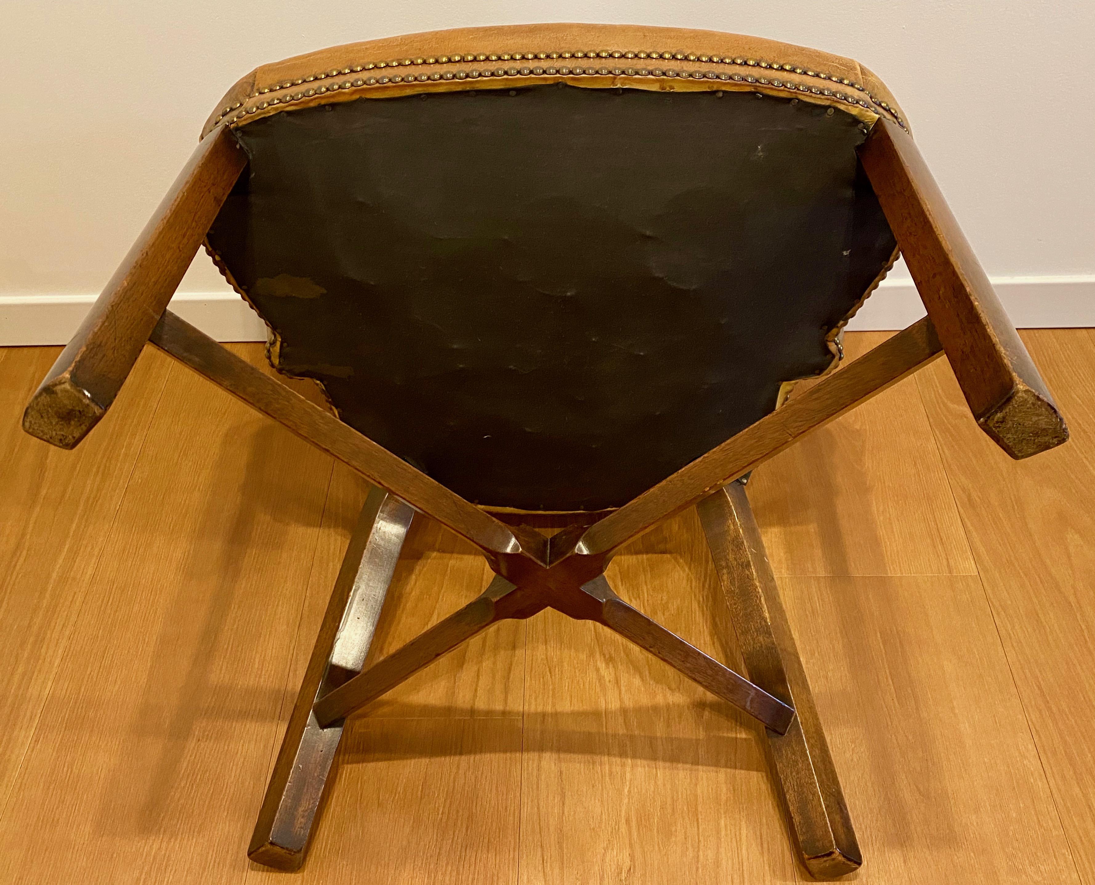 Edwardian Oak and Leather Library Armchair, Ca. 1905 For Sale 3