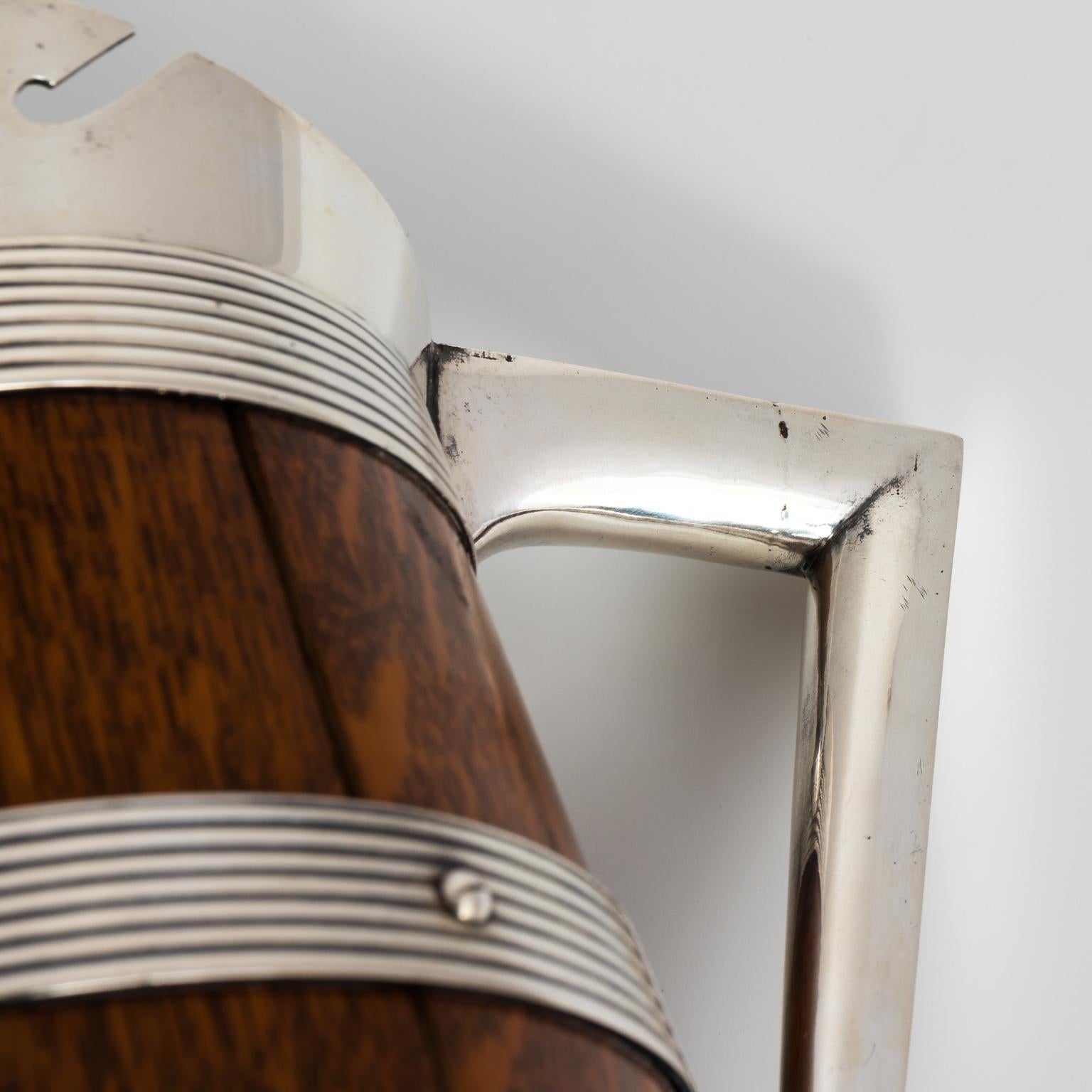 Edwardian Oak and Silver Plate Covered Jug, circa 1890s 7