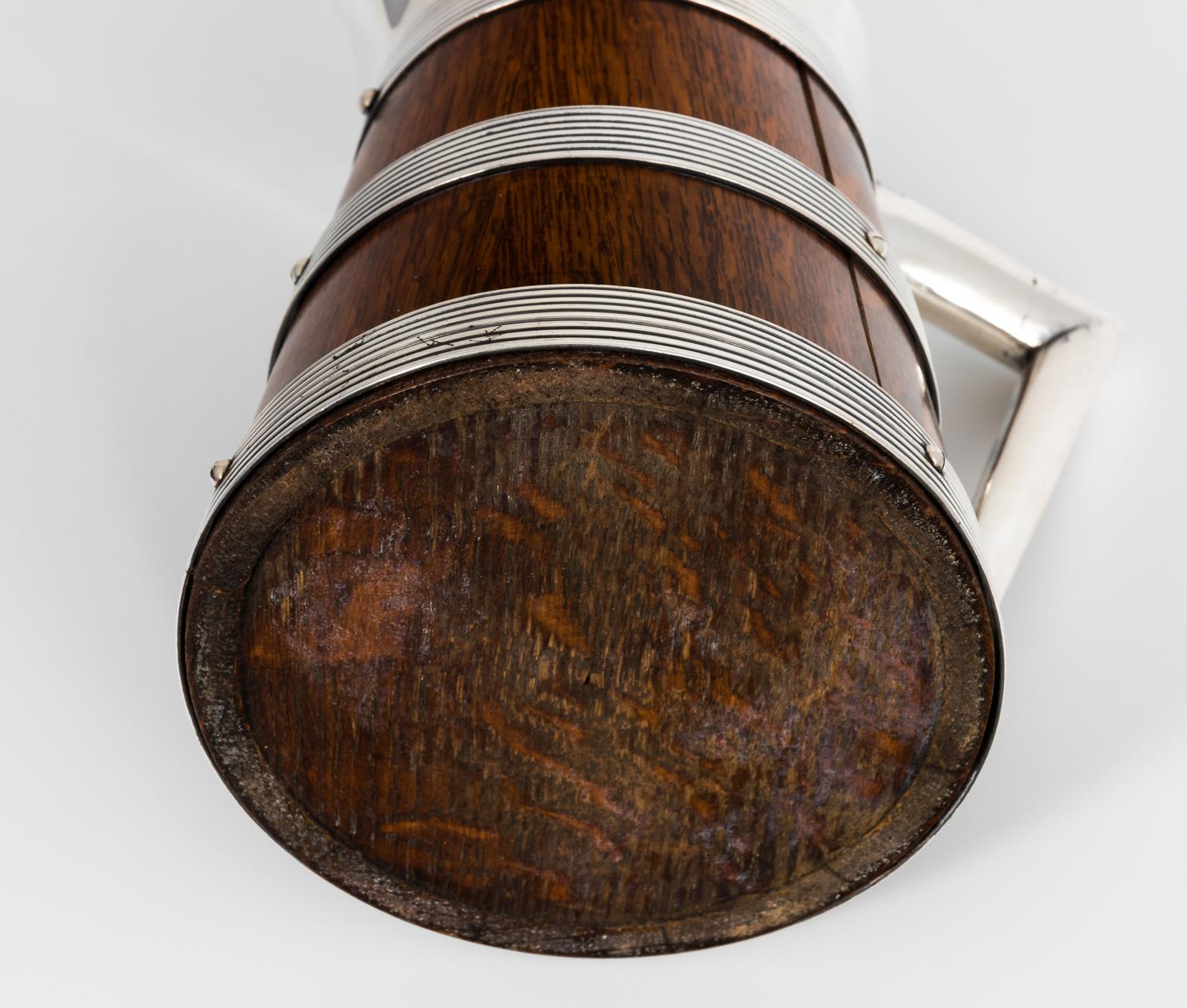 Edwardian Oak and Silver Plate Covered Jug, circa 1890s 8