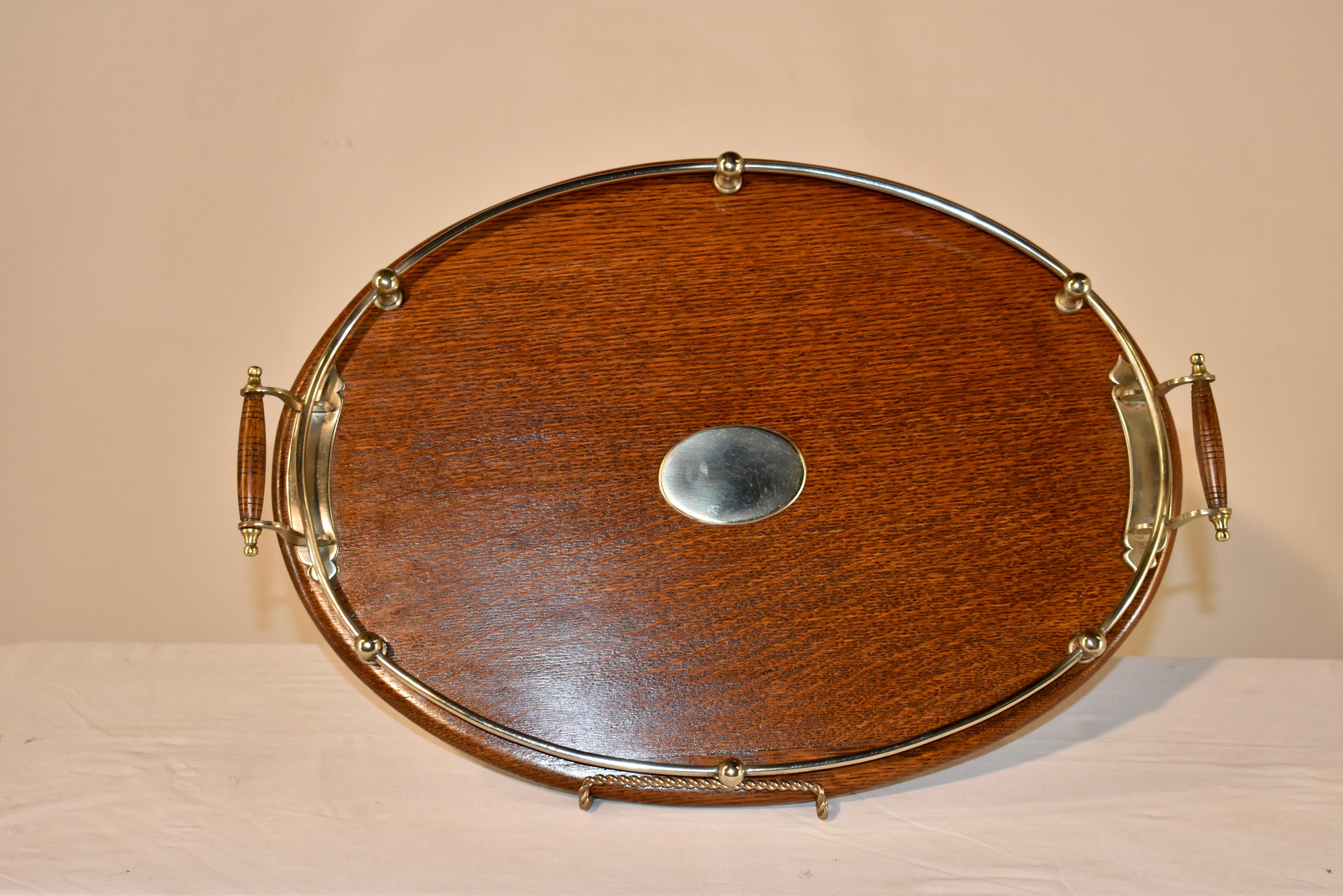 Edwardian Oak and Silver Plate Tray, Circa 1900 For Sale 1