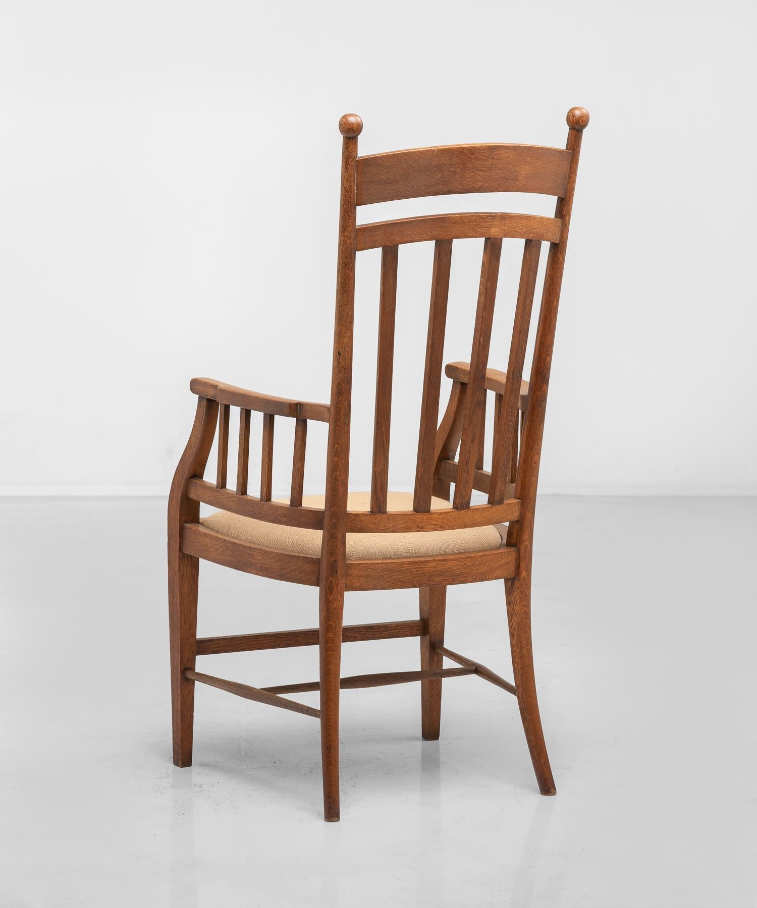 English Edwardian Oak Armchair, circa 1900