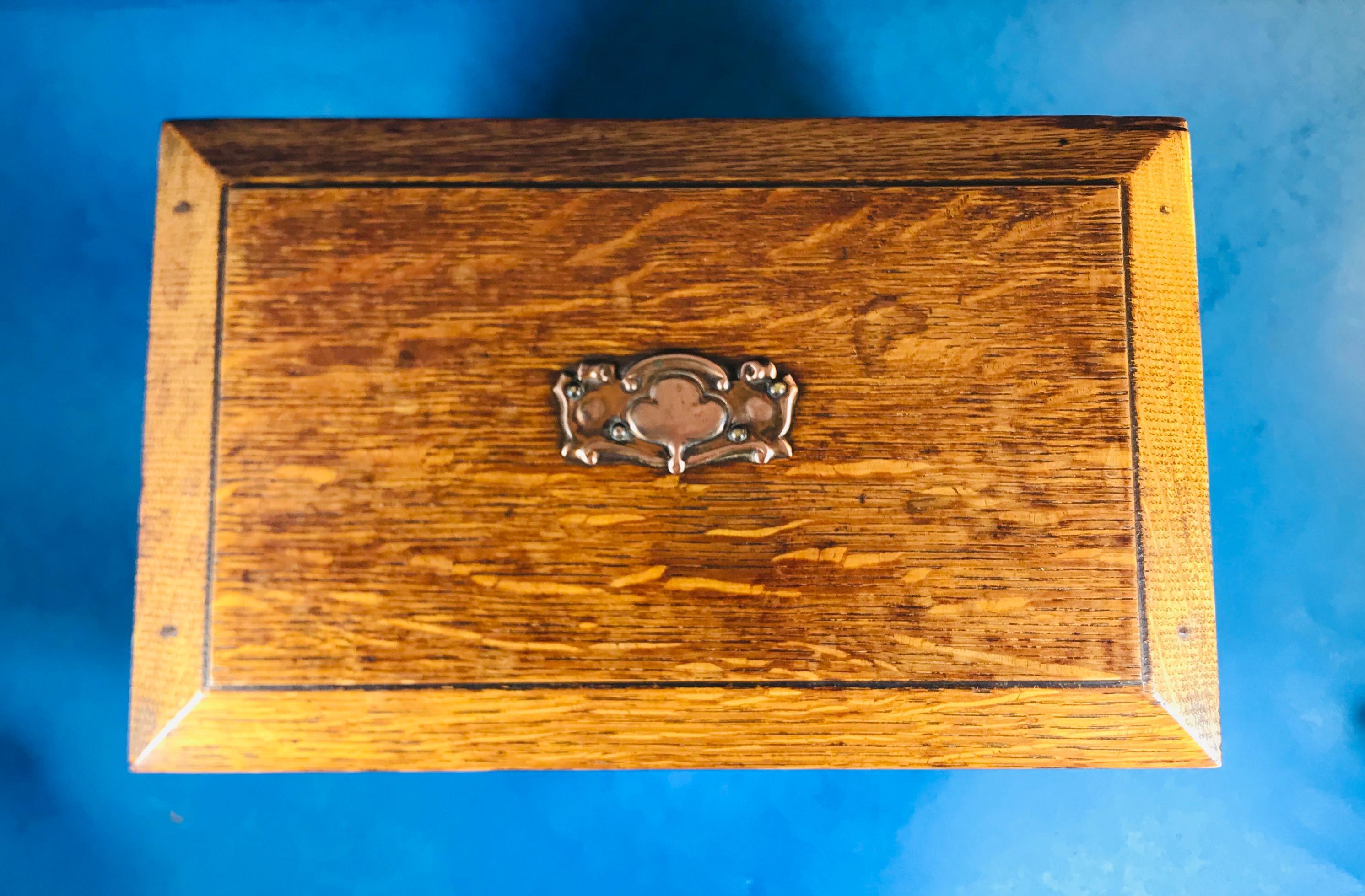 Other Edwardian Oak Art Nouveau Jewelry Cabinet For Sale