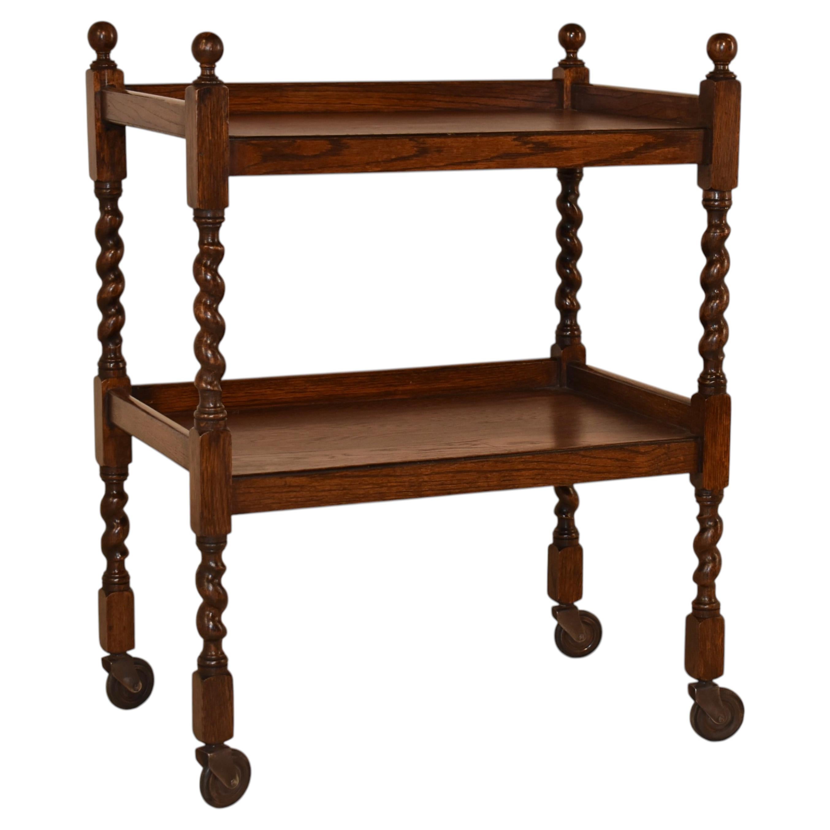 Edwardian Oak Bar Cart from England, Circa 1900