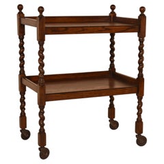 Edwardian Oak Bar Cart from England, Circa 1900