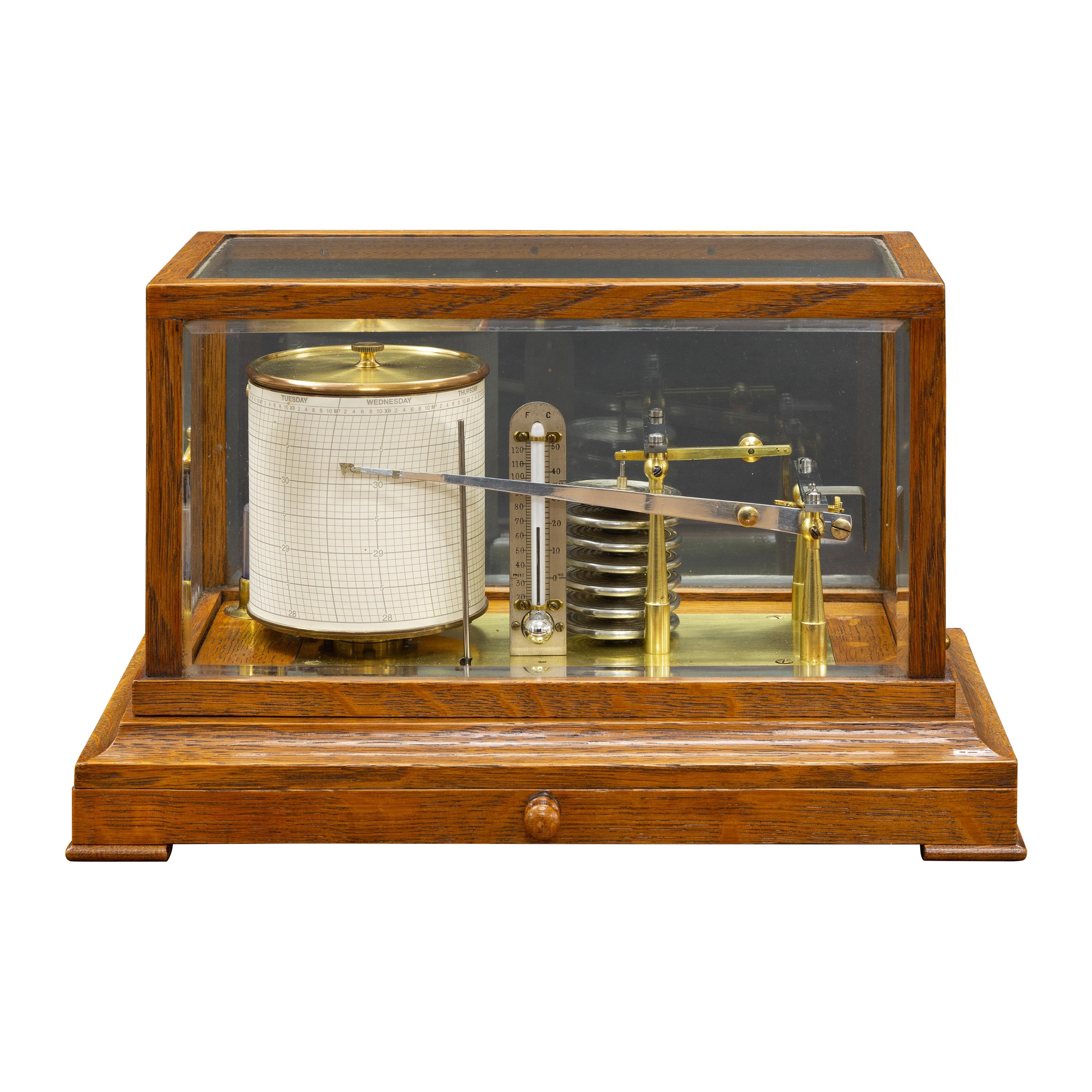 Edwardian Oak Cased Barograph by Negretti & Zambra, London For Sale