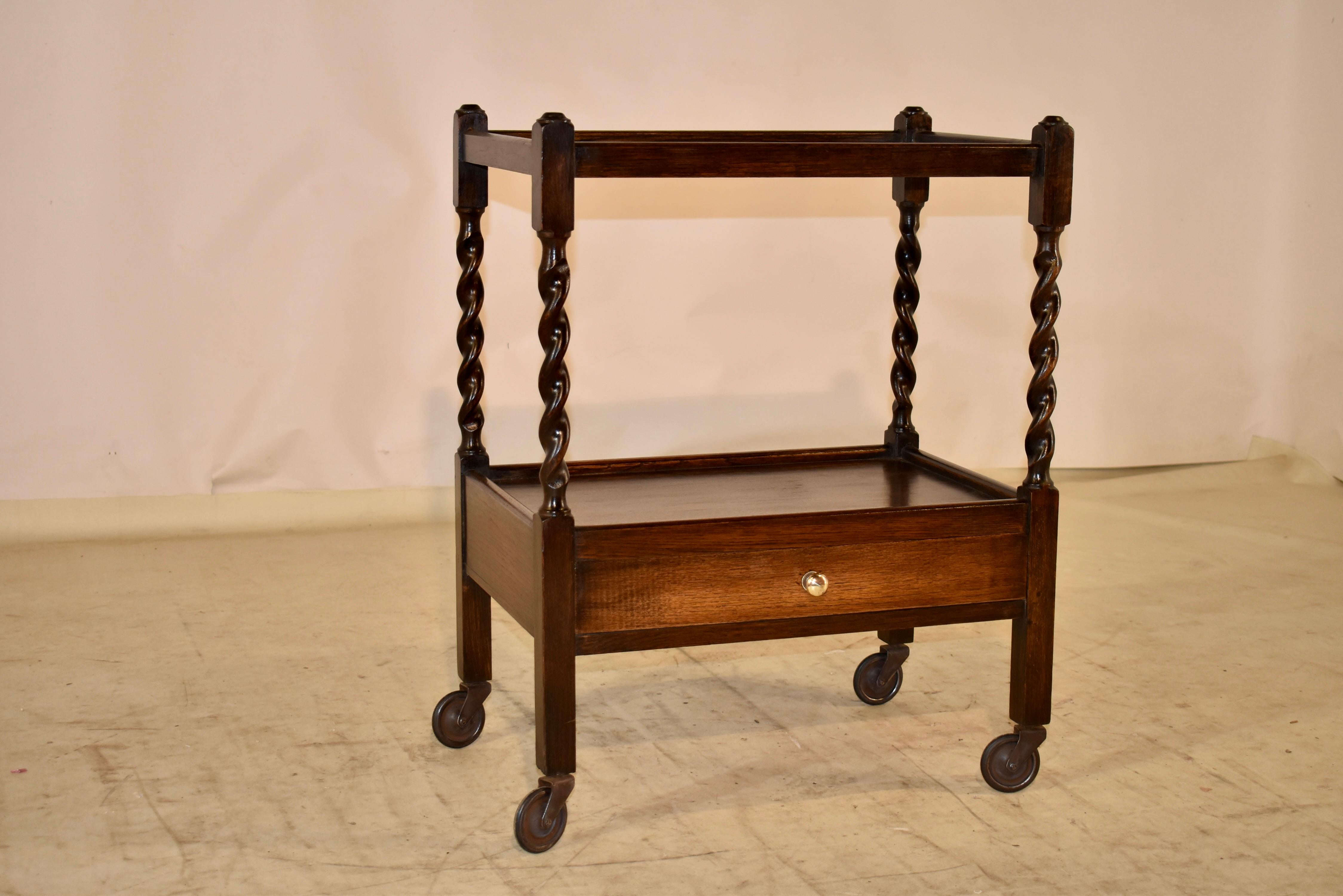 English Edwardian Oak Drink Cart, c. 1900