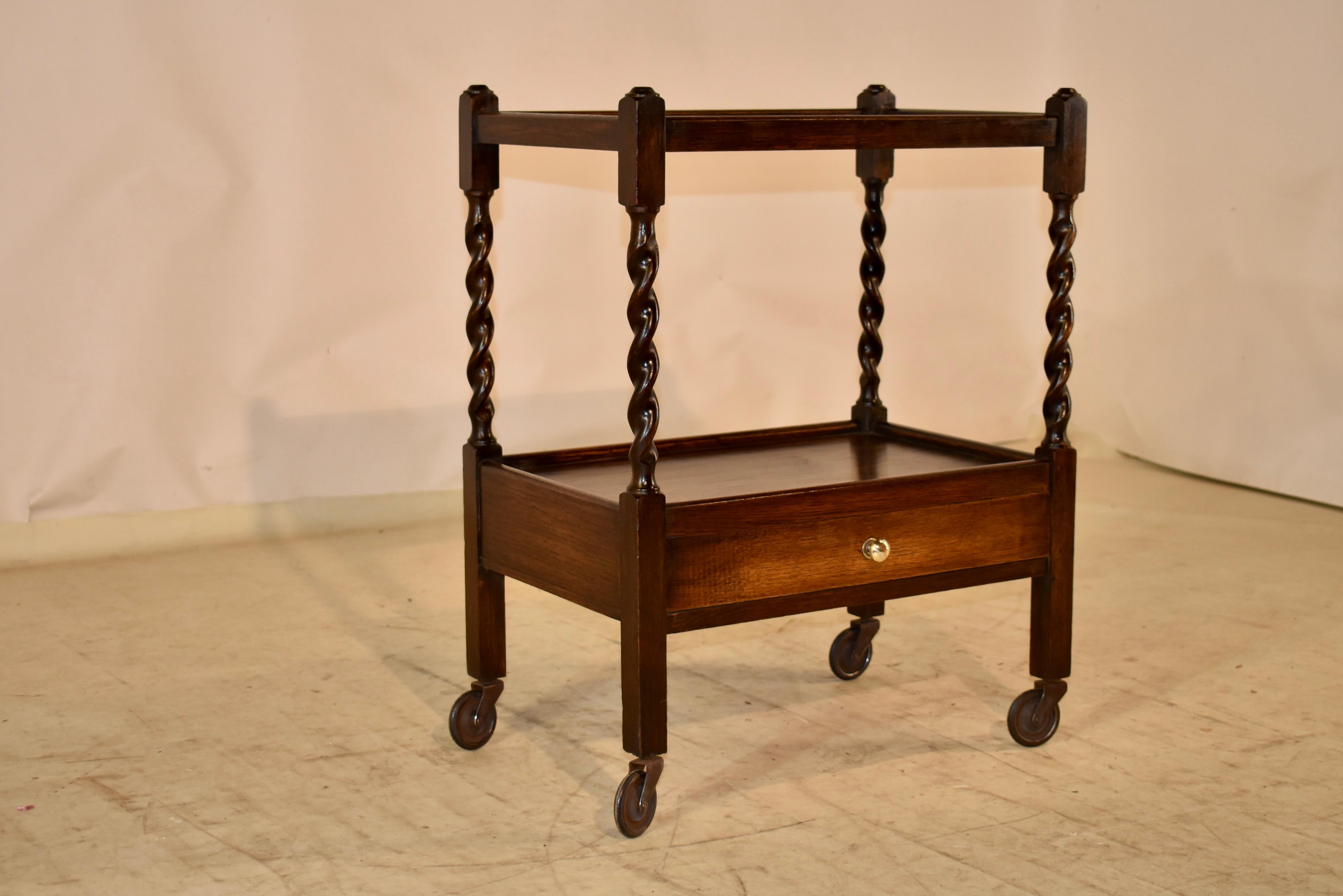 Edwardian Oak Drink Cart, c. 1900 In Good Condition In High Point, NC