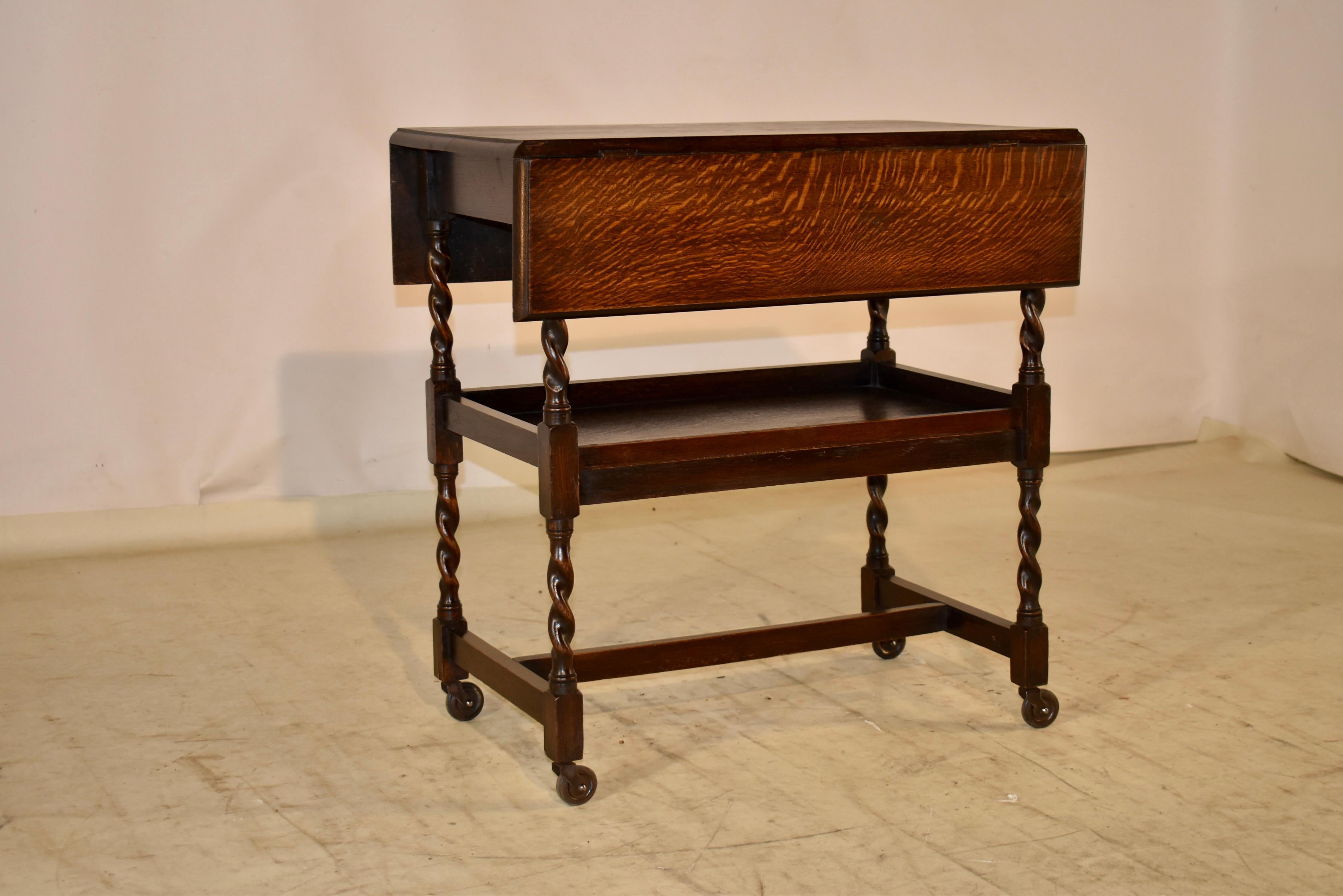 English Edwardian Oak Drink Cart, circa 1900