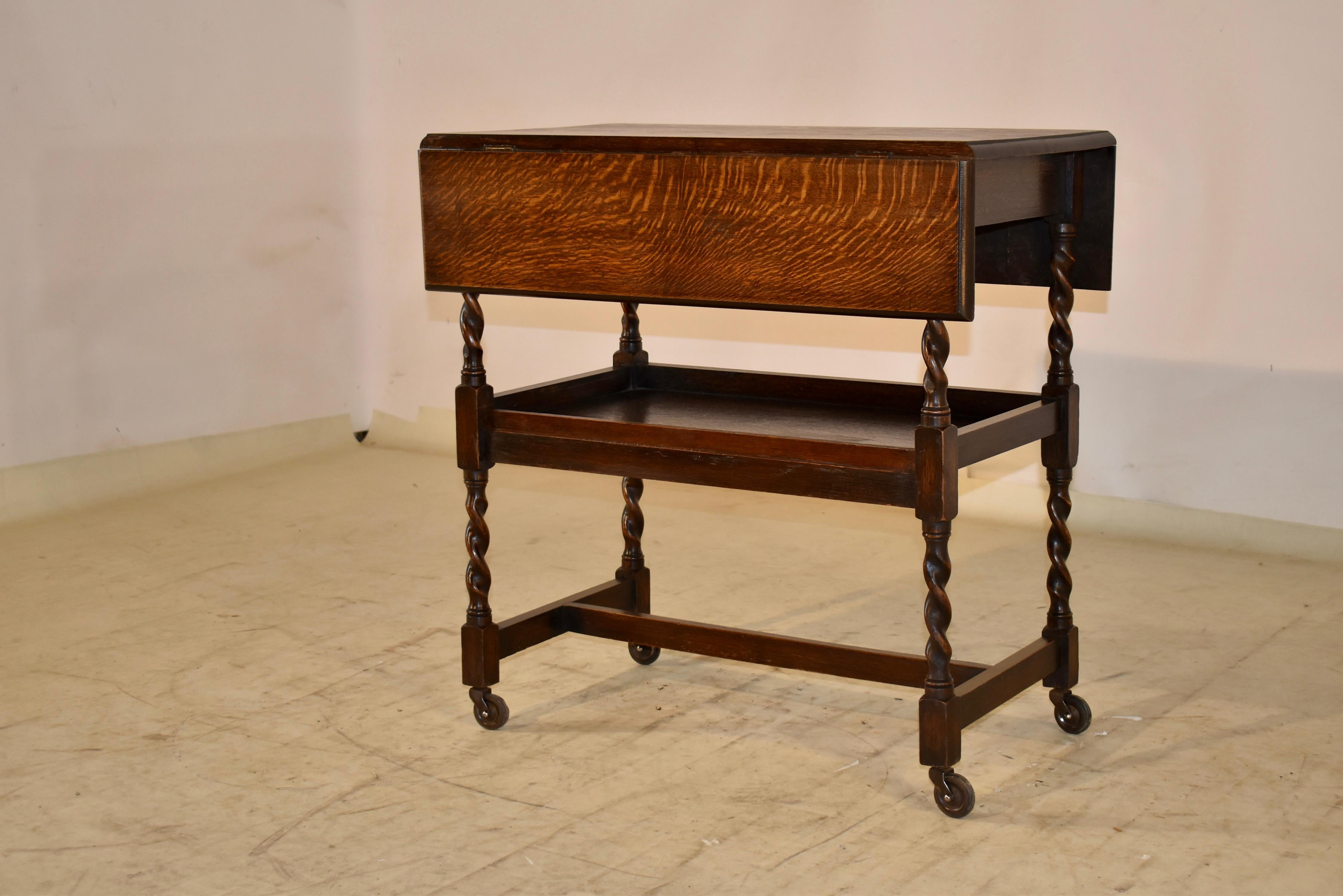 Edwardian Oak Drink Cart, circa 1900 In Good Condition In High Point, NC
