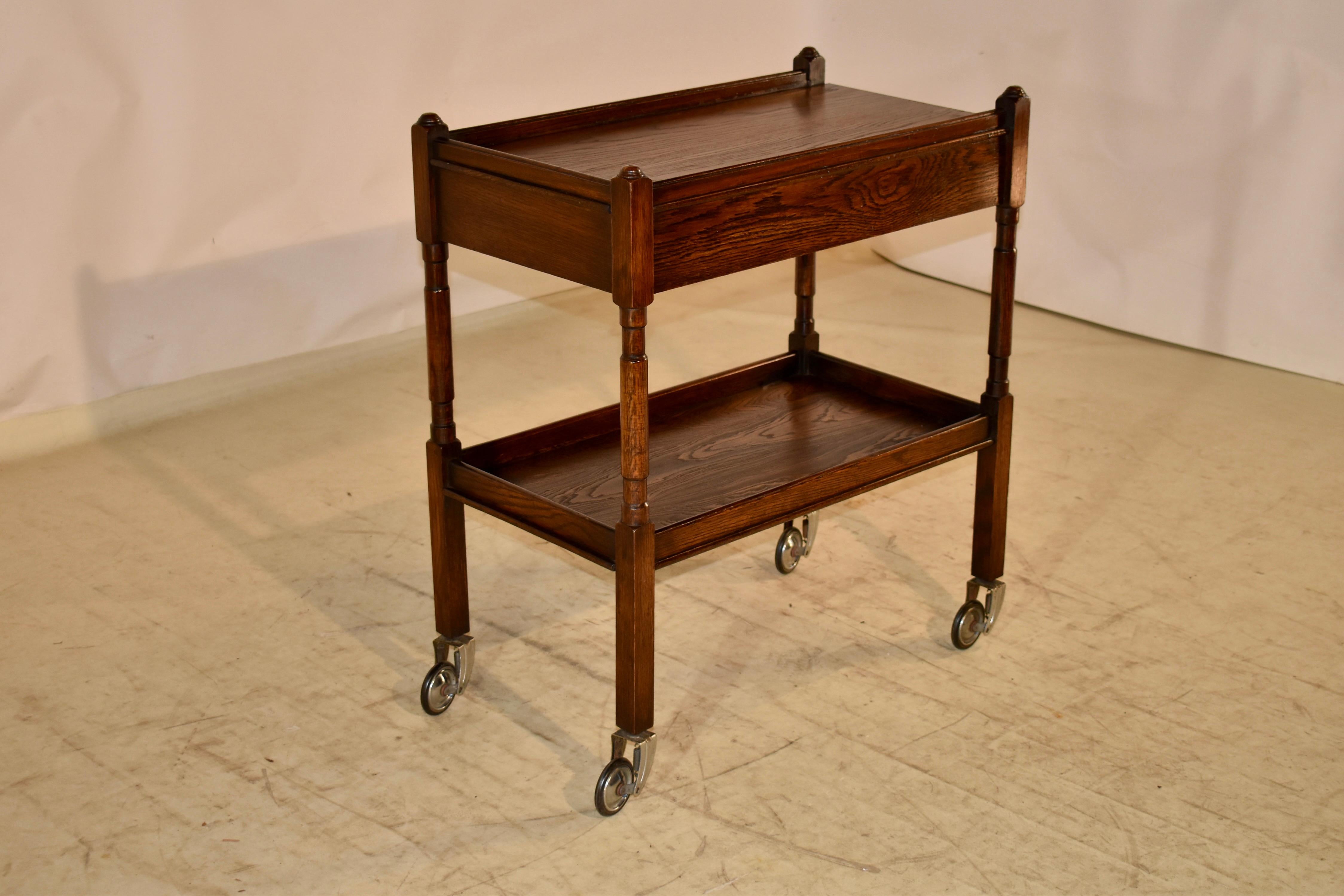 Edwardian Oak Drink Cart, Circa 1900 In Good Condition In High Point, NC