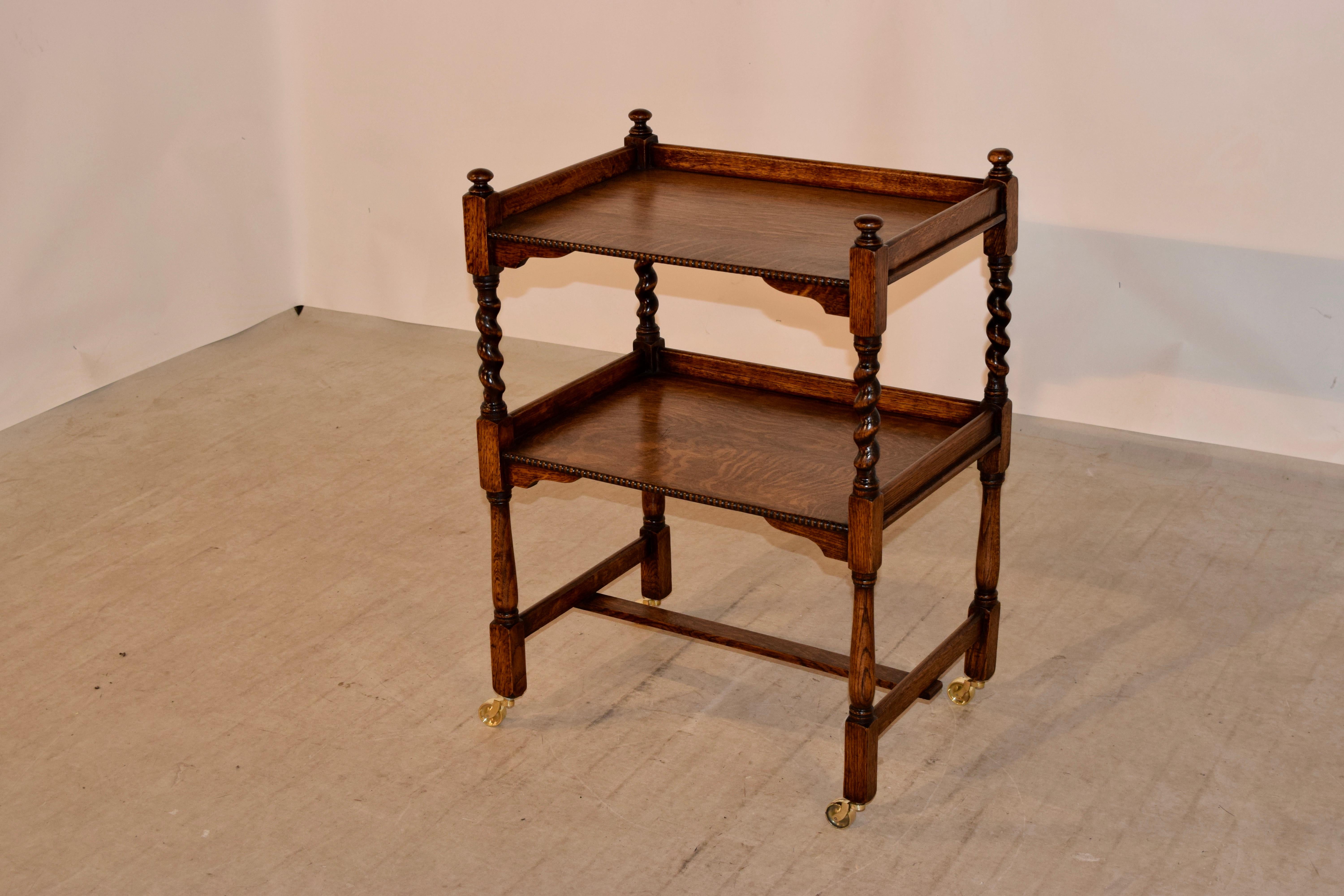 English Edwardian Oak Drinks Cart, circa 1900