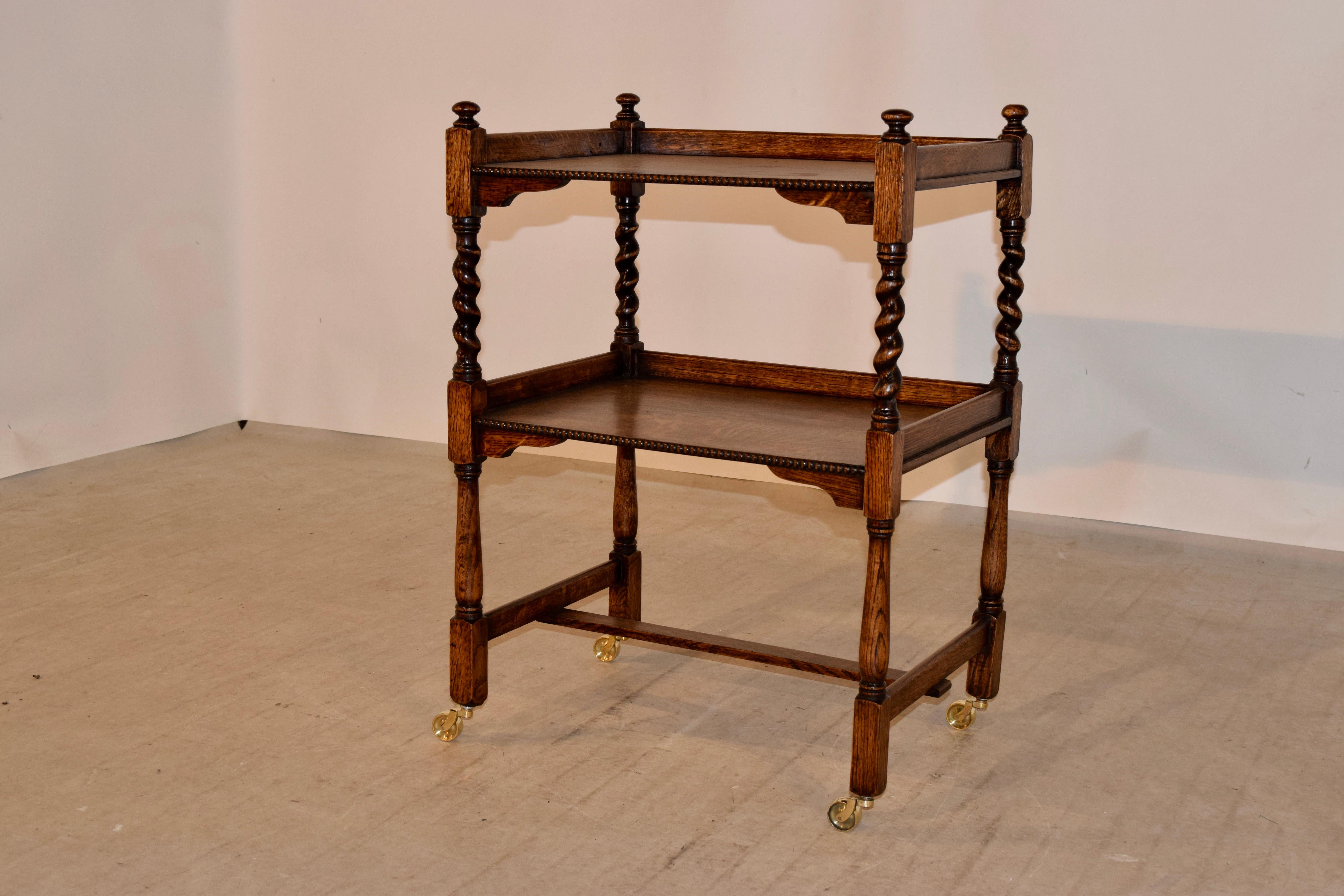 Edwardian Oak Drinks Cart, circa 1900 In Good Condition In High Point, NC