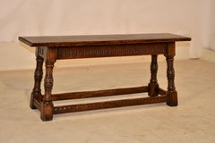 Panca edwardiana in rovere con giunti, proveniente dall’Inghilterra, 1900 circa