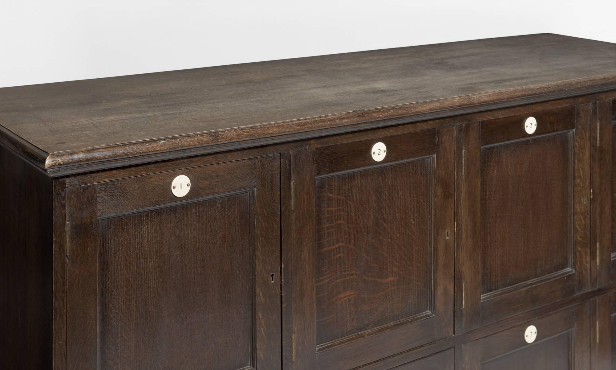 Edwardian Oak Lockers, circa 1900 In Excellent Condition In Culver City, CA