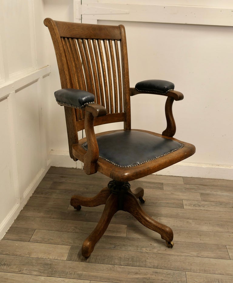 Edwardian Oak Office or Desk Chair For Sale at 1stDibs