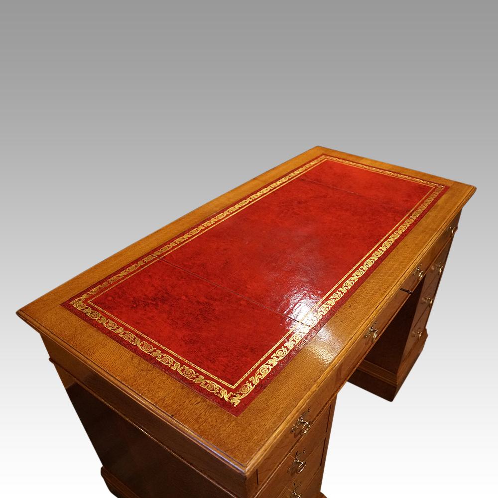 Edwardian Oak Pedestal Desk For Sale 3
