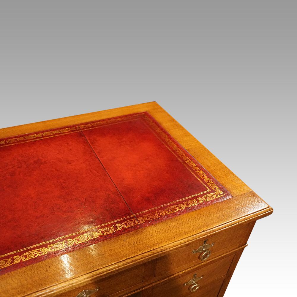 Edwardian Oak Pedestal Desk For Sale 1