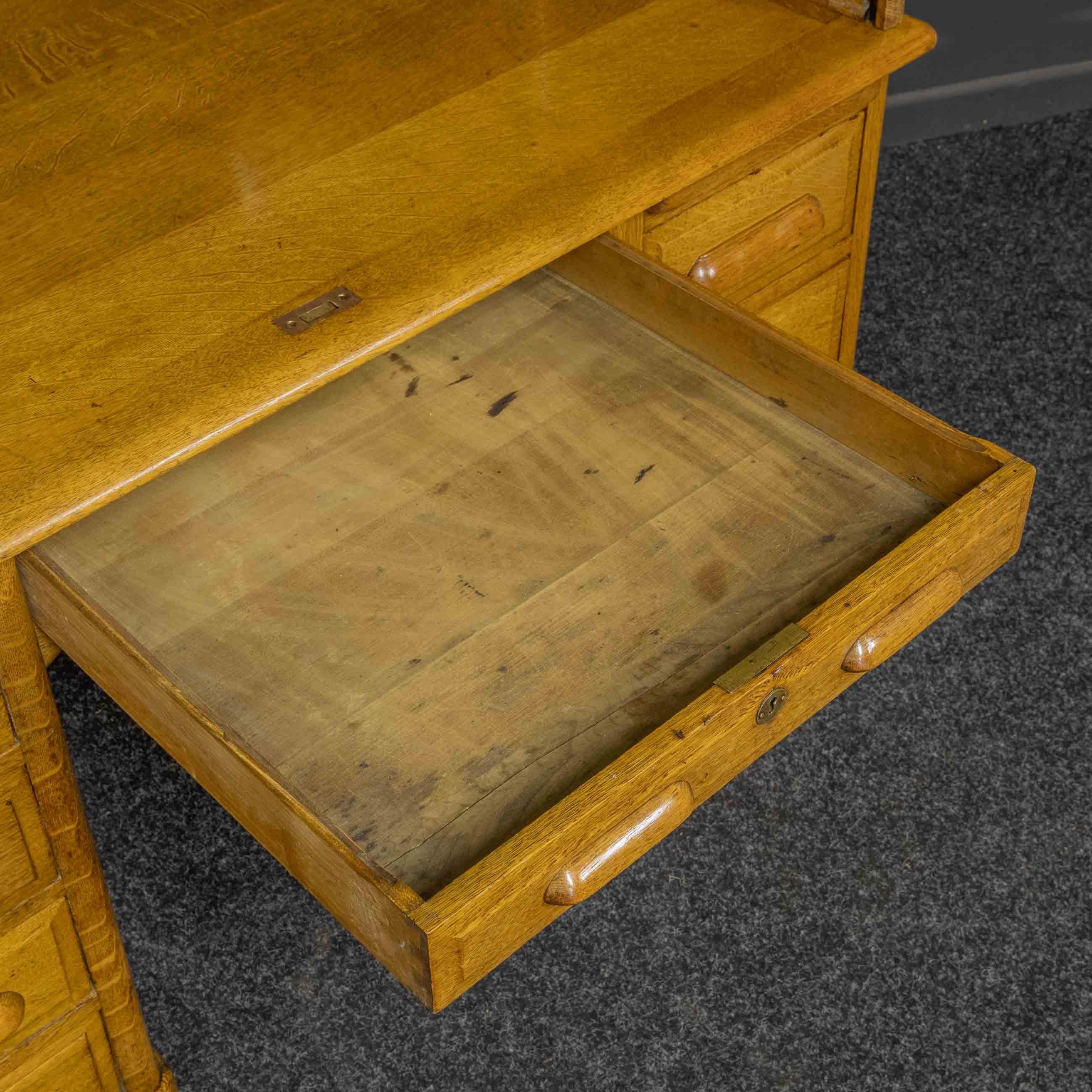 Edwardian Oak Roll Top Desk by Lebus Desk Co For Sale 2