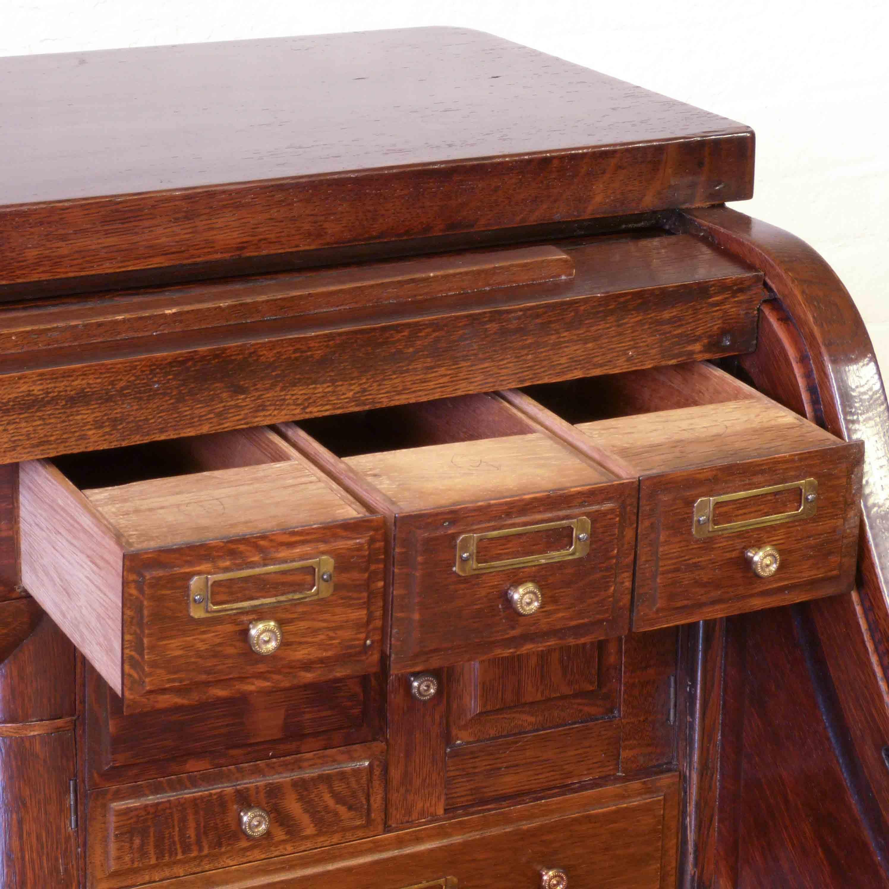 Edwardian Oak Roll Top Desk For Sale 1
