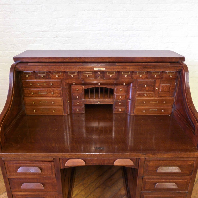 Edwardian Oak Roll Top Desk For Sale At 1stdibs
