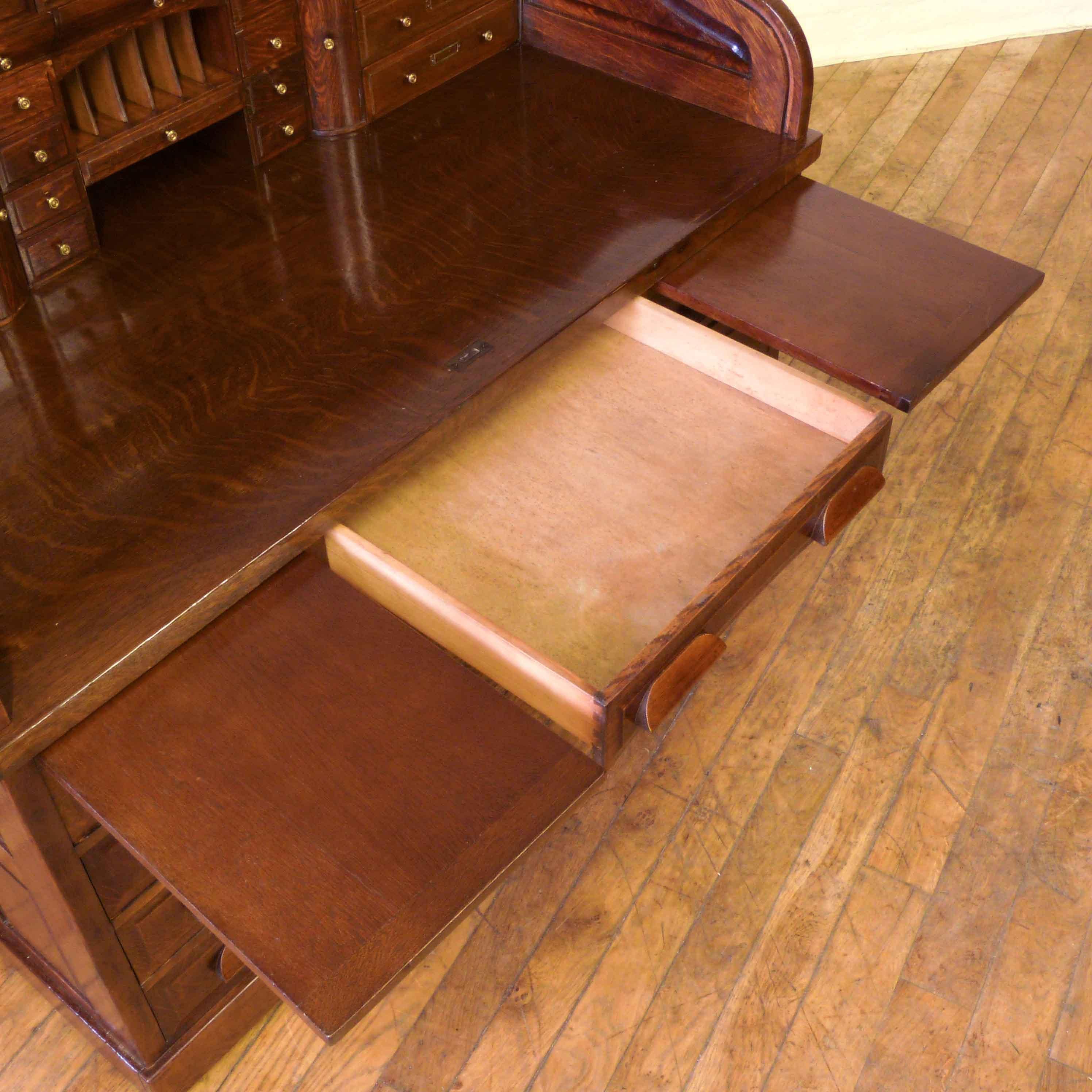 Edwardian Oak Roll Top Desk For Sale 8