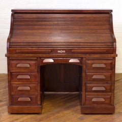 Edwardian Oak Roll Top Desk
