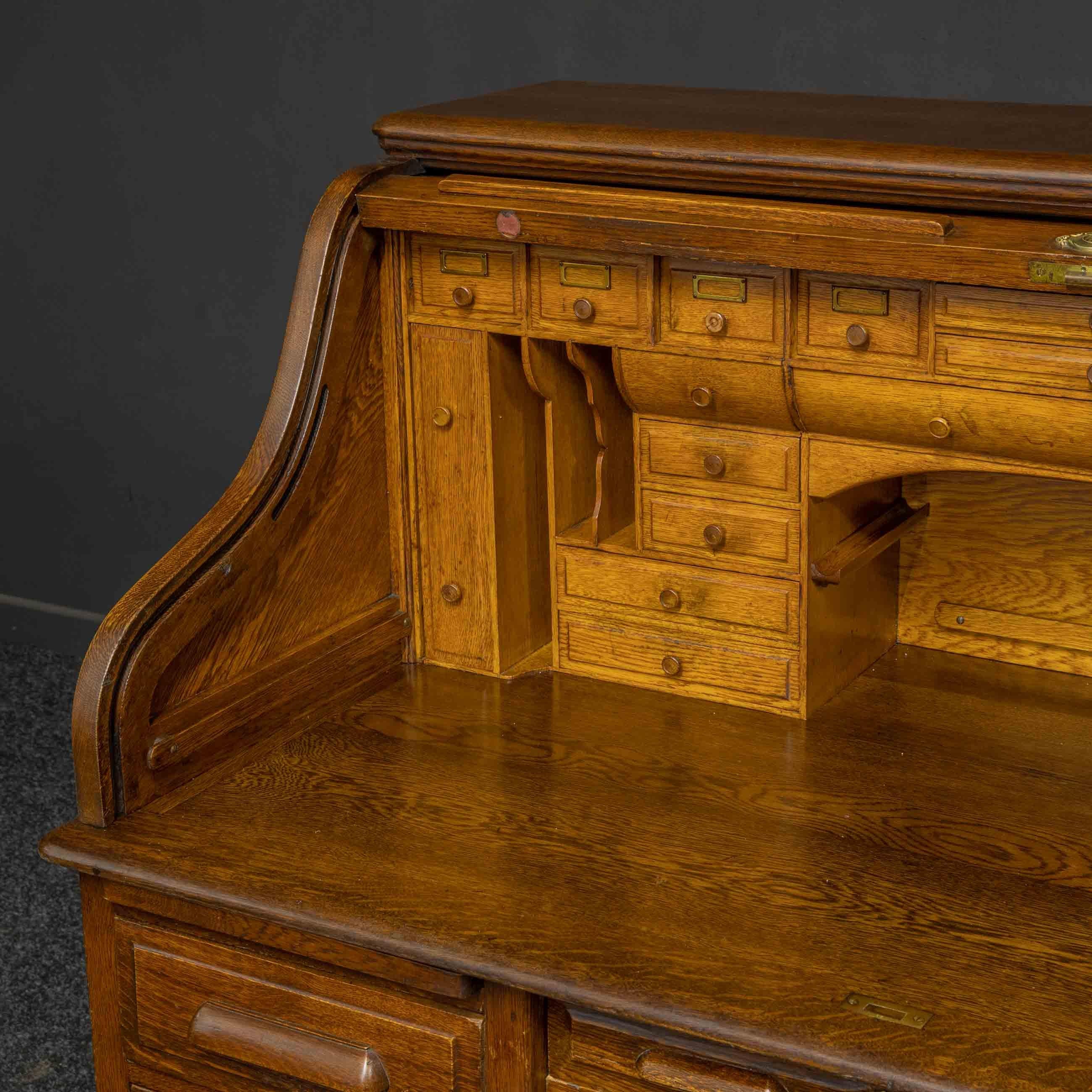 bradford oak roll top desk