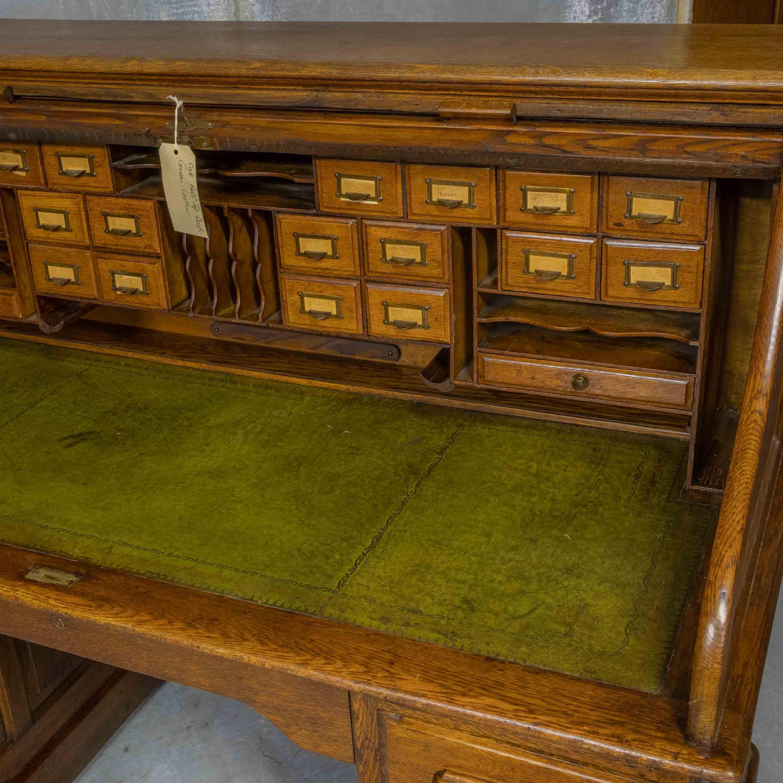 Edwardian Oak Roll Top Desk 2