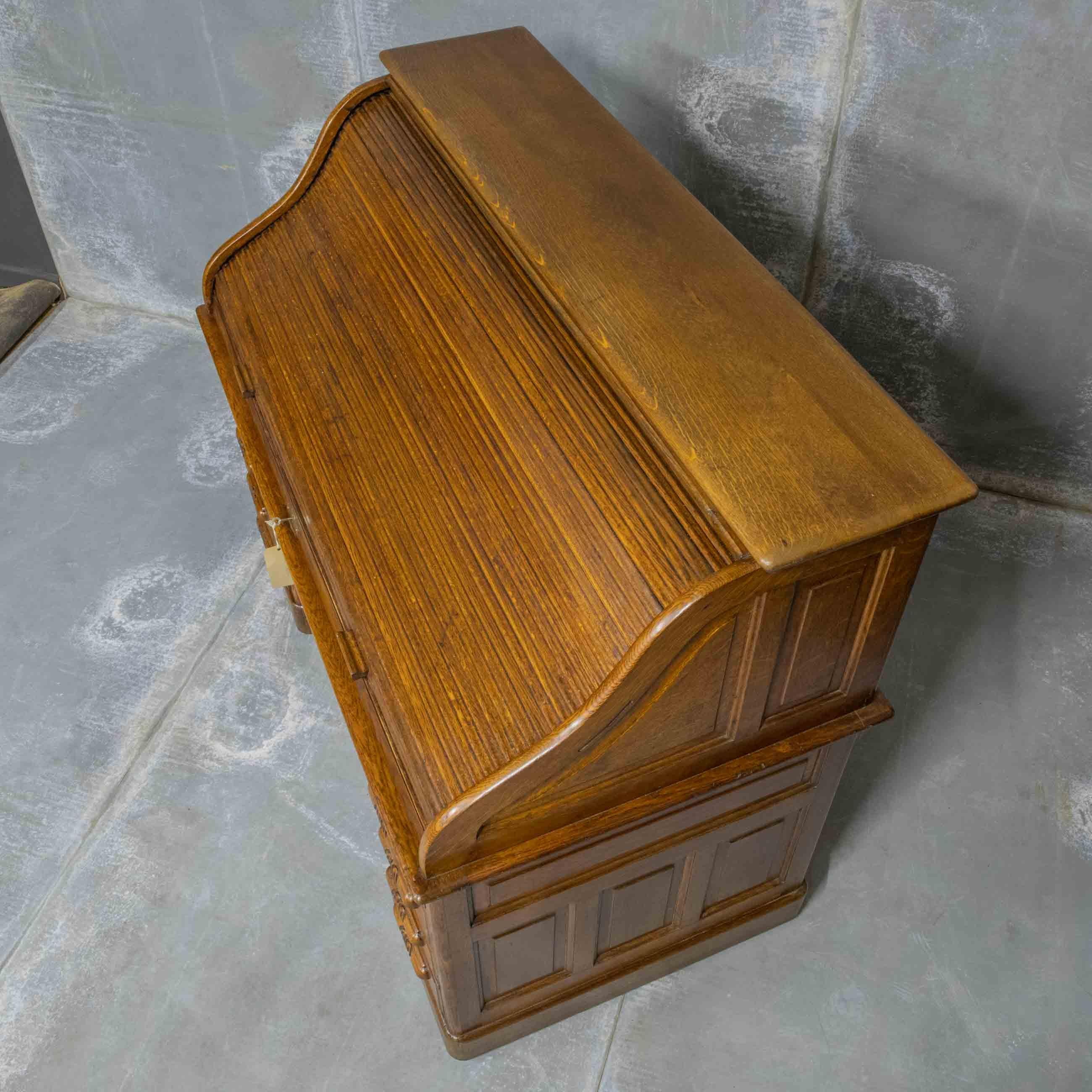 Edwardian Oak Roll Top Desk 3