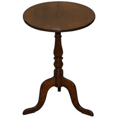 Edwardian Oak Round Tripod Lamp Wine Side Table Lovely Size and Form Versatile