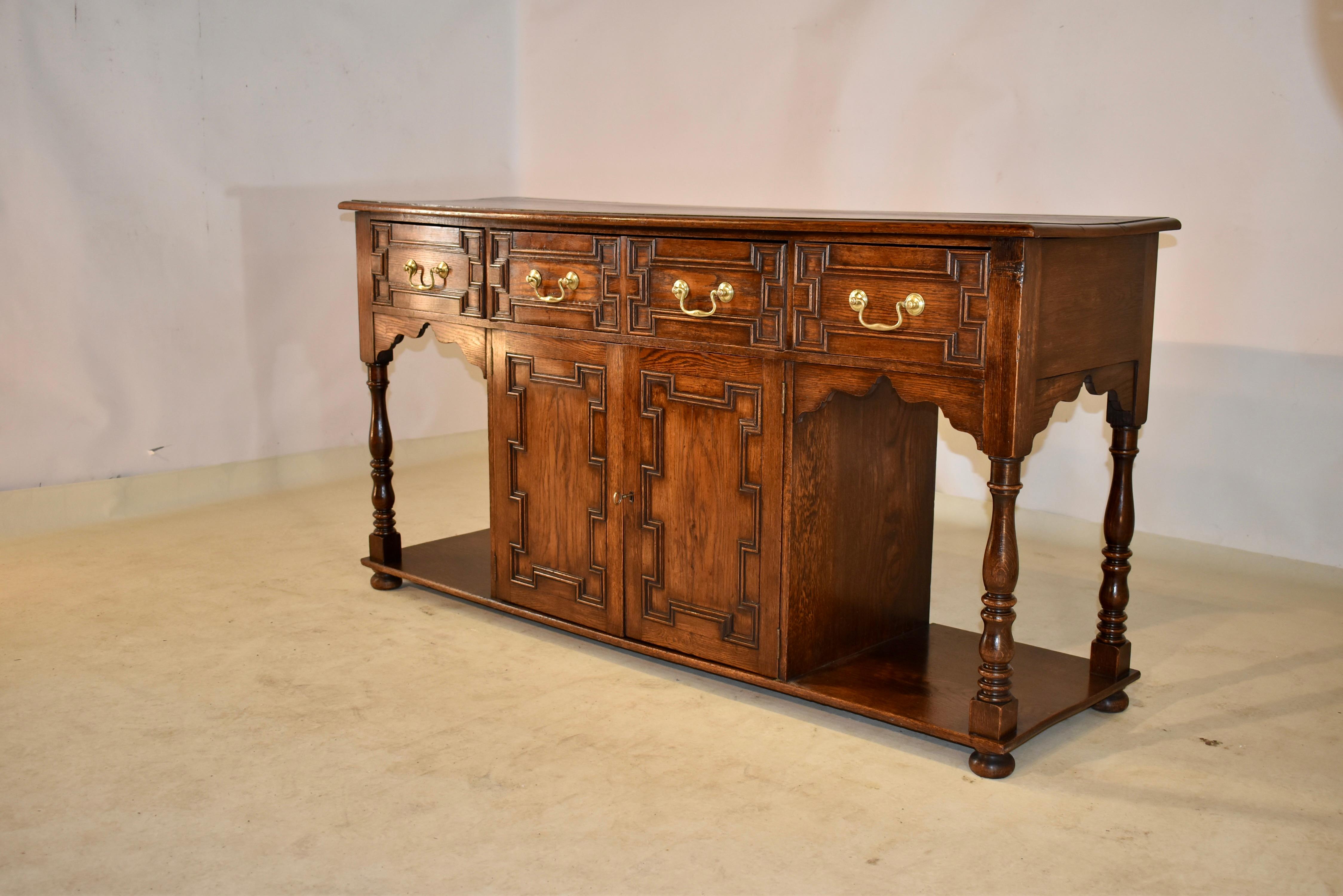 Edwardian Oak Server with Side Shelves, C. 1910 For Sale 1