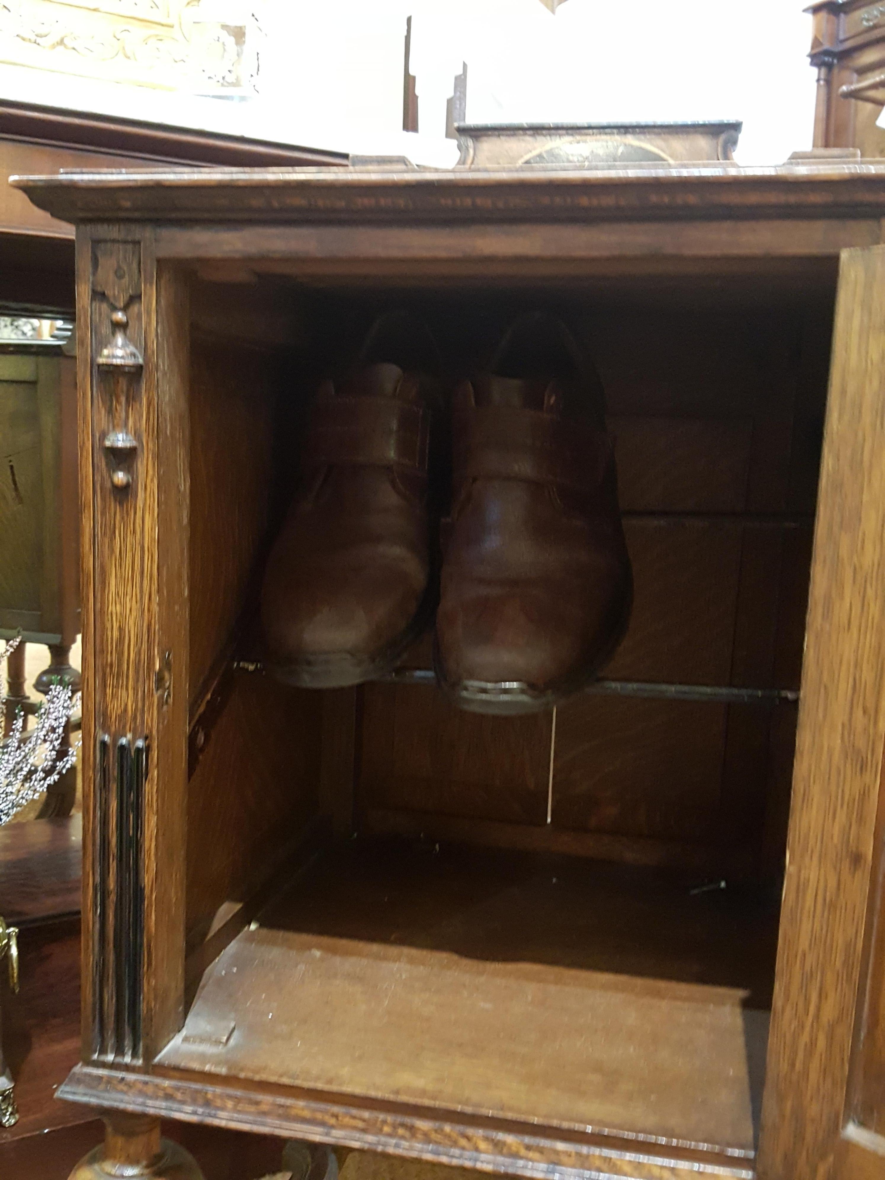 Edwardian Oak Shoe Cabinet For Sale 2
